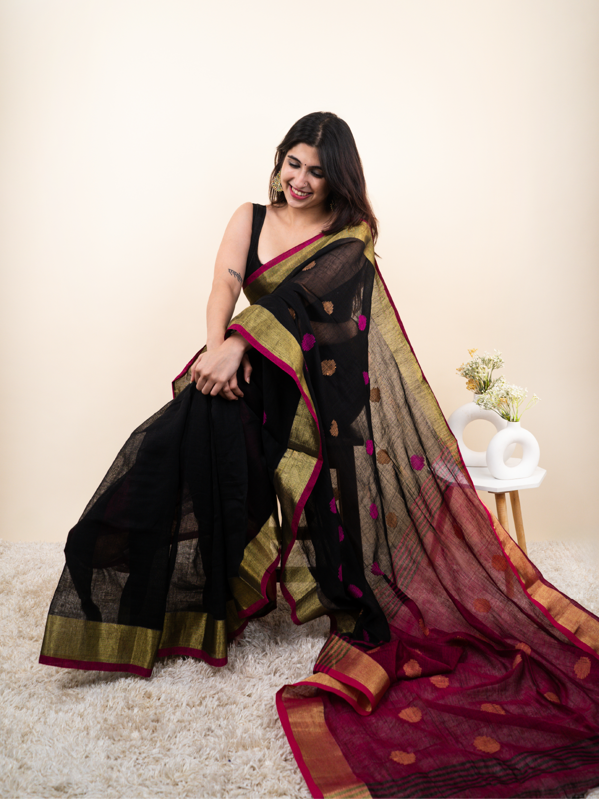 Bindu Raaga Linen Saree