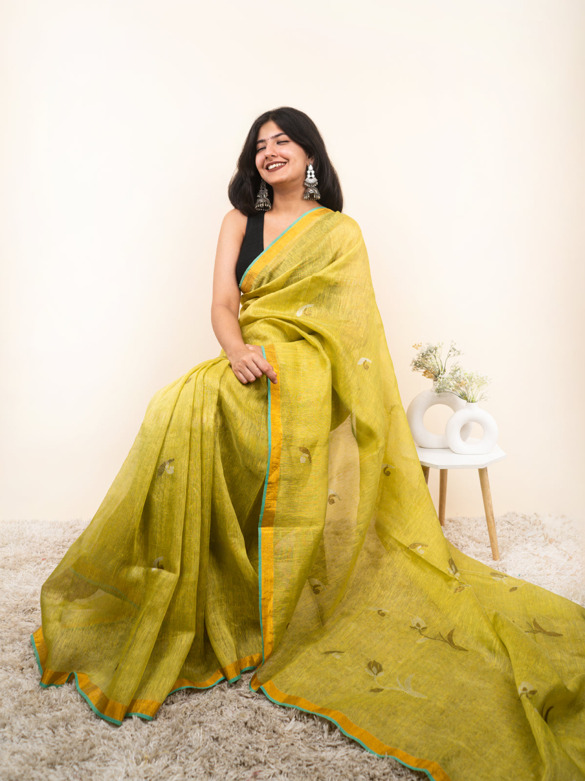 Lightwoven Linen Tissue Saree