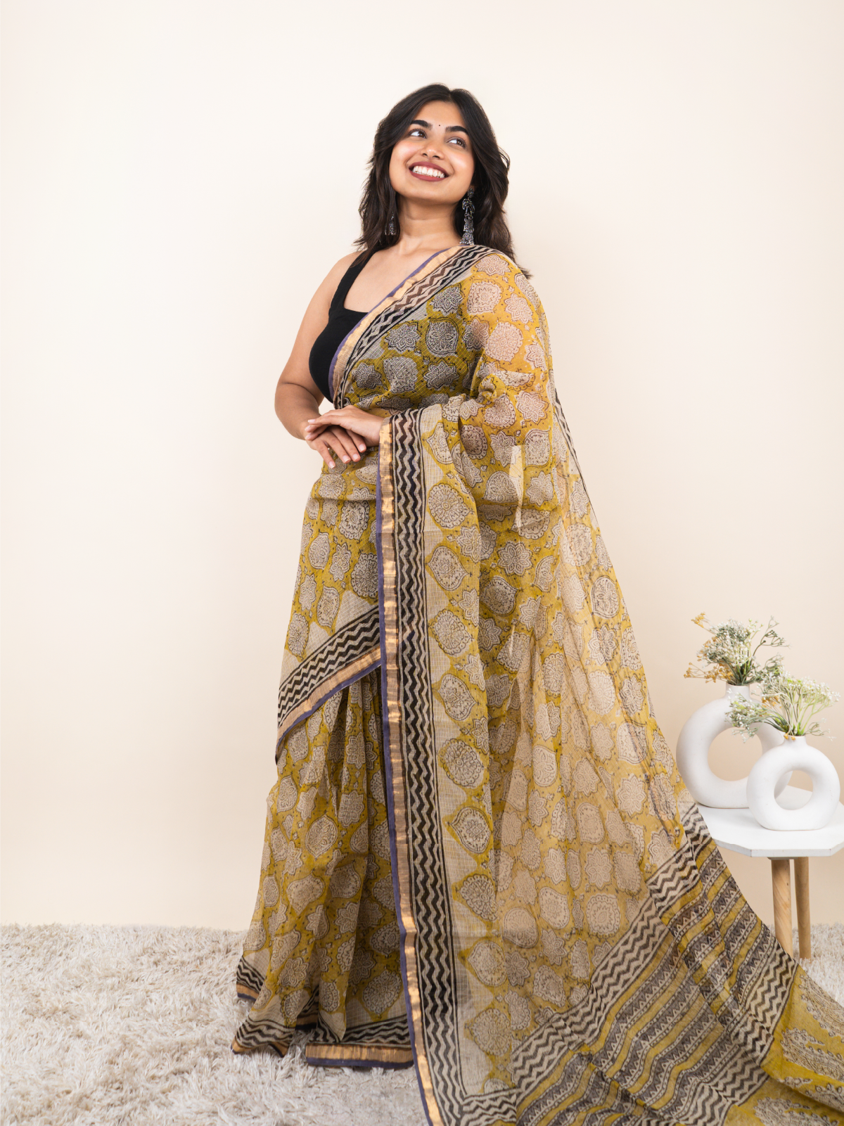 Golden Edge Kota Cotton Saree