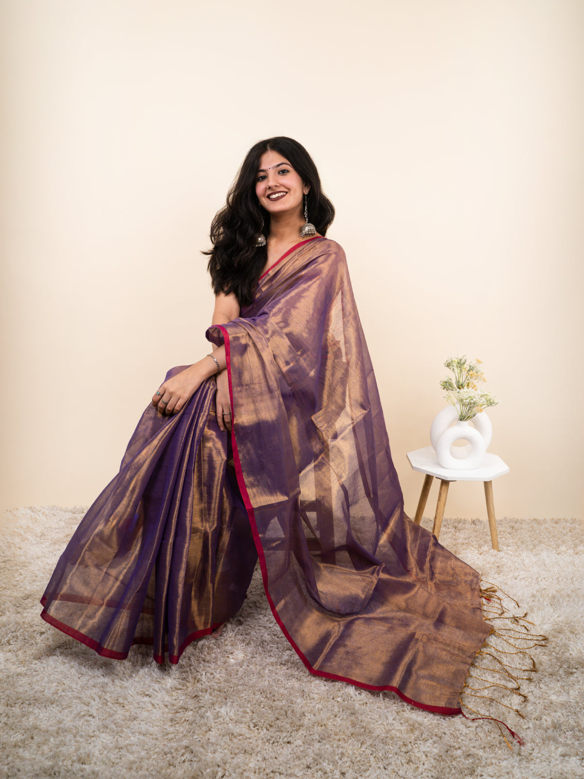Mulberry Cotton Tissue Saree