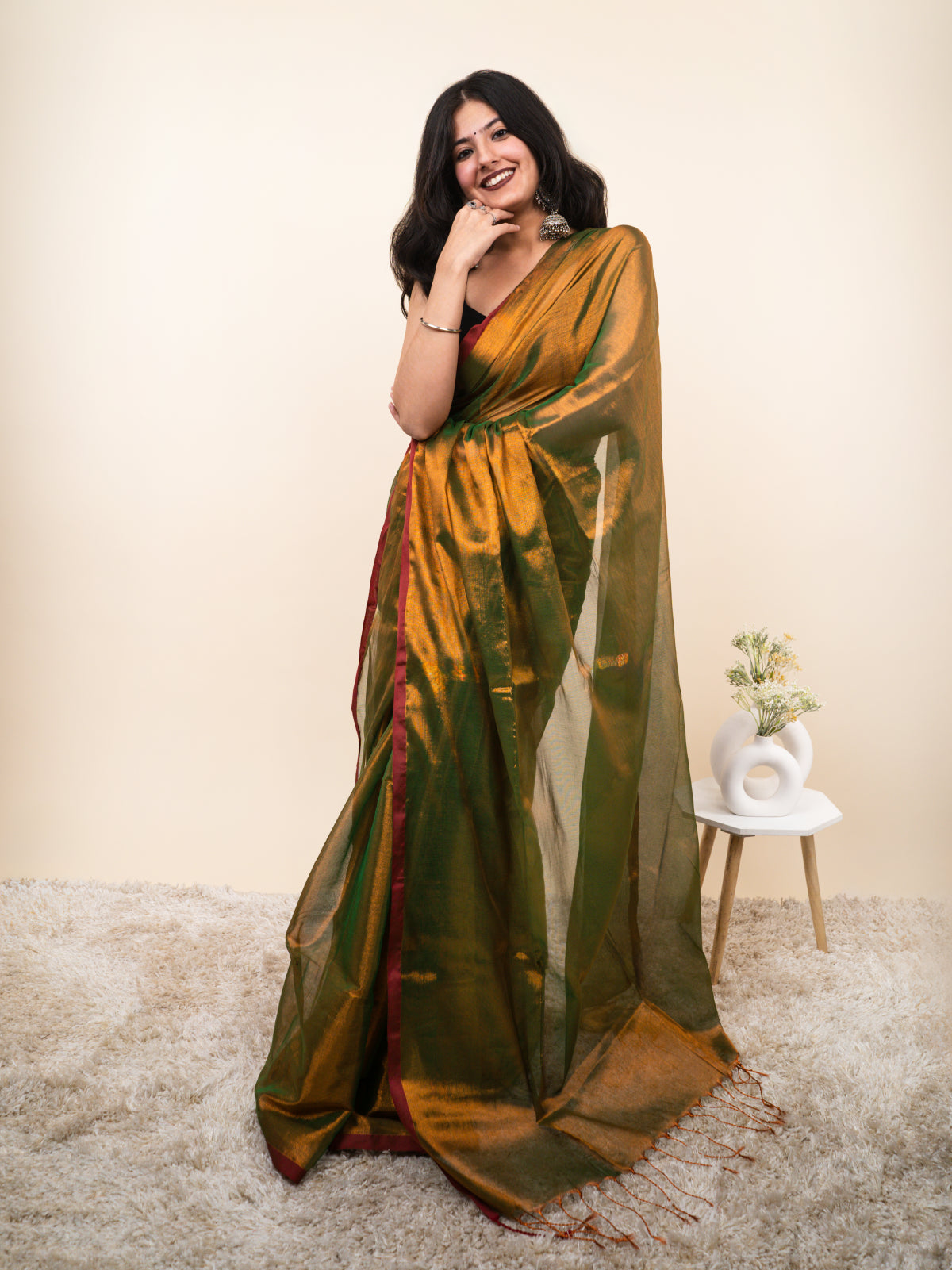 Parakeet Cotton Tissue Saree