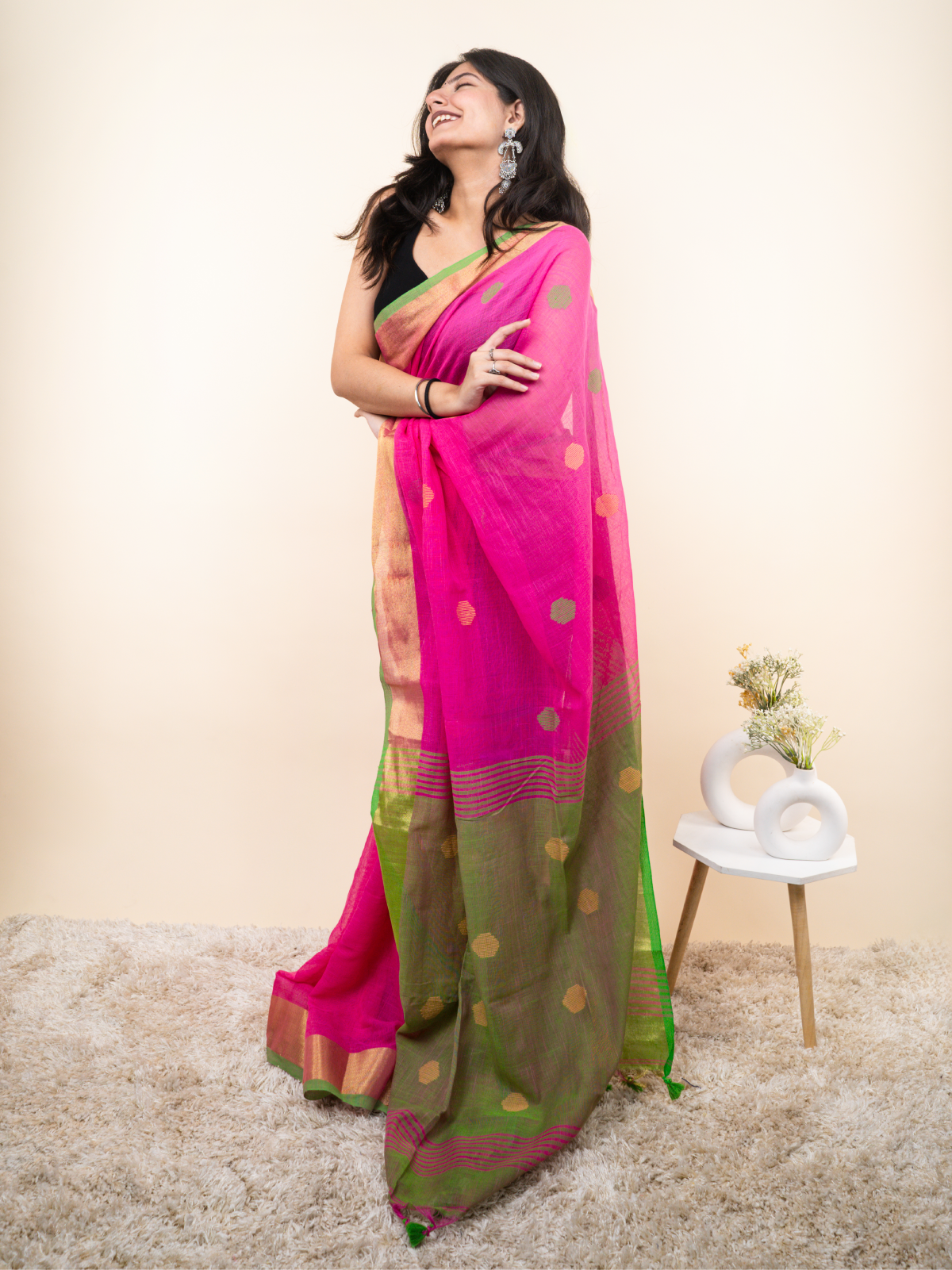 Bindi Bazaar Linen Saree