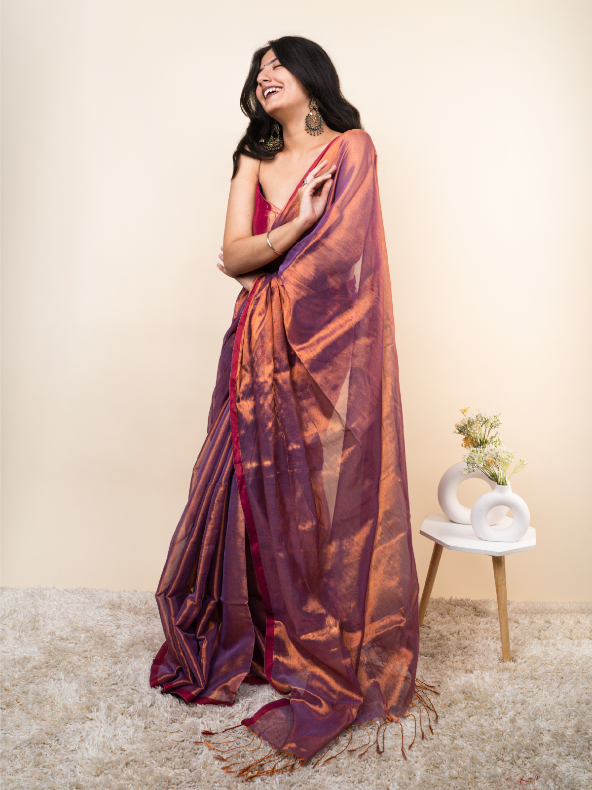 Jhilmil Cotton Tissue Saree