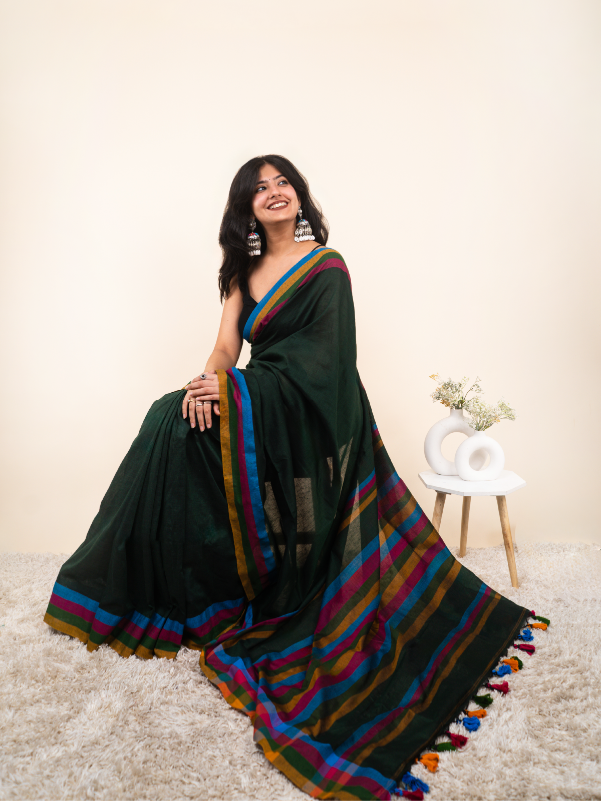 Deep Forest Cotton Saree