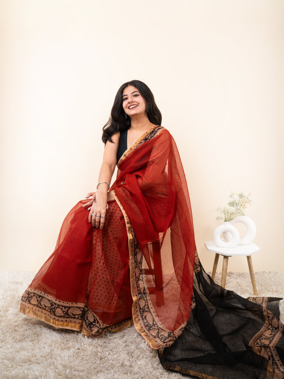 Gulabi Kota Cotton Saree