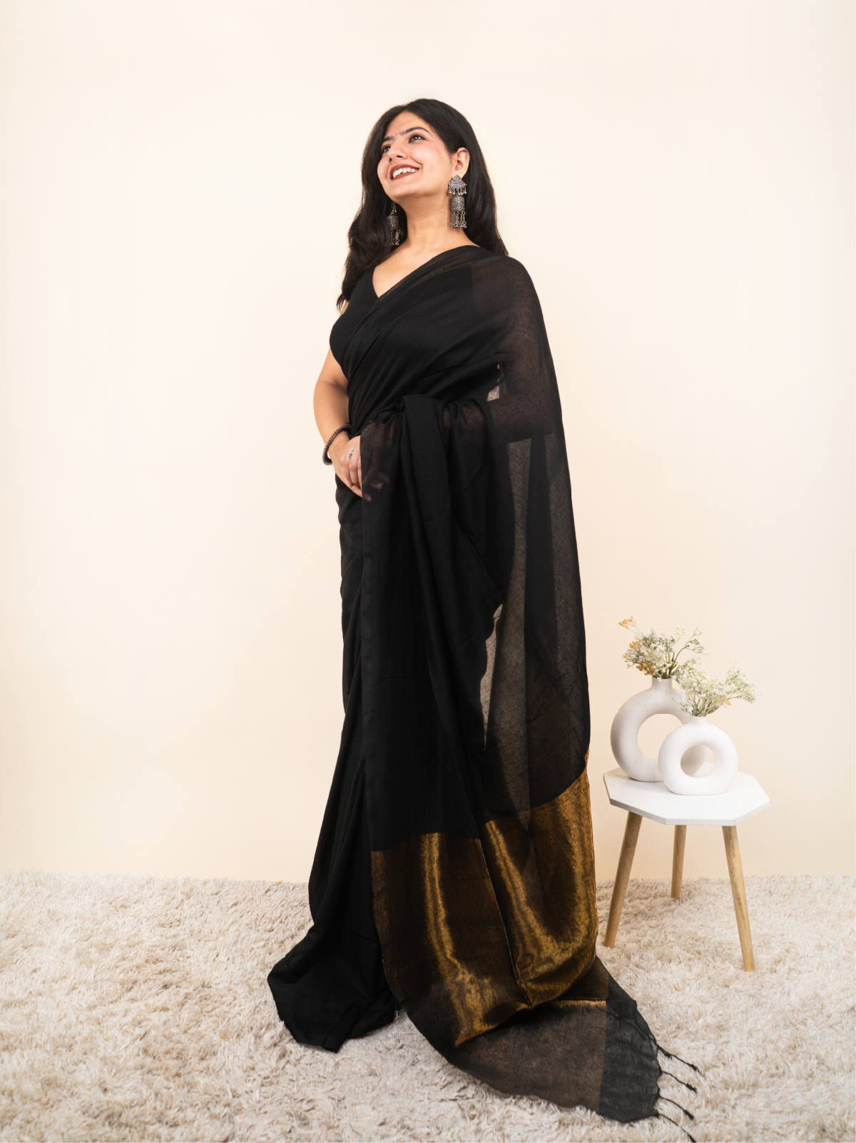 Pank Cotton Saree