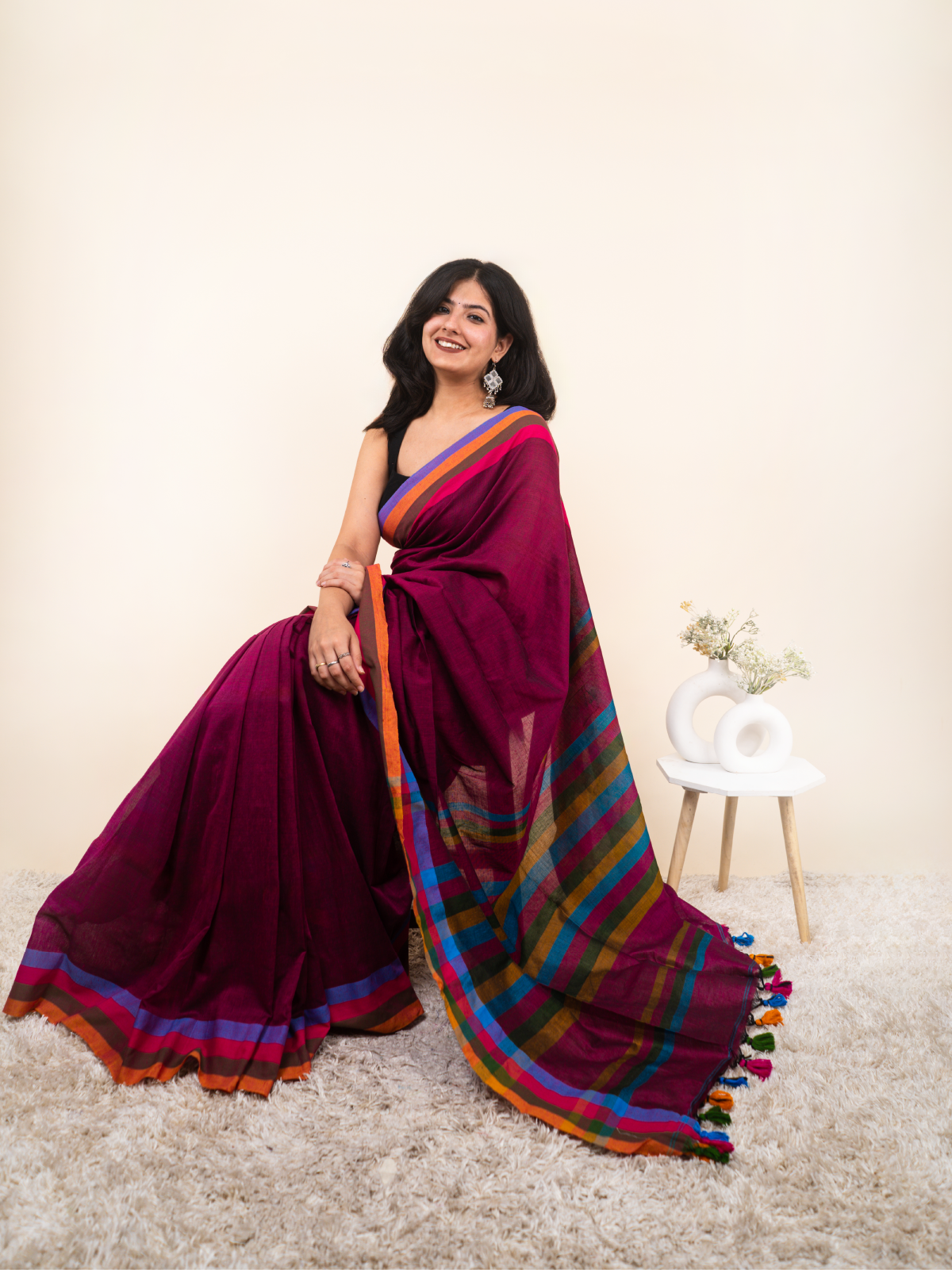 Moonlight in Pink Cotton Saree