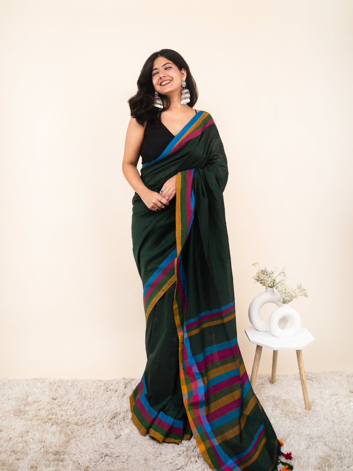 Deep Forest Cotton Saree