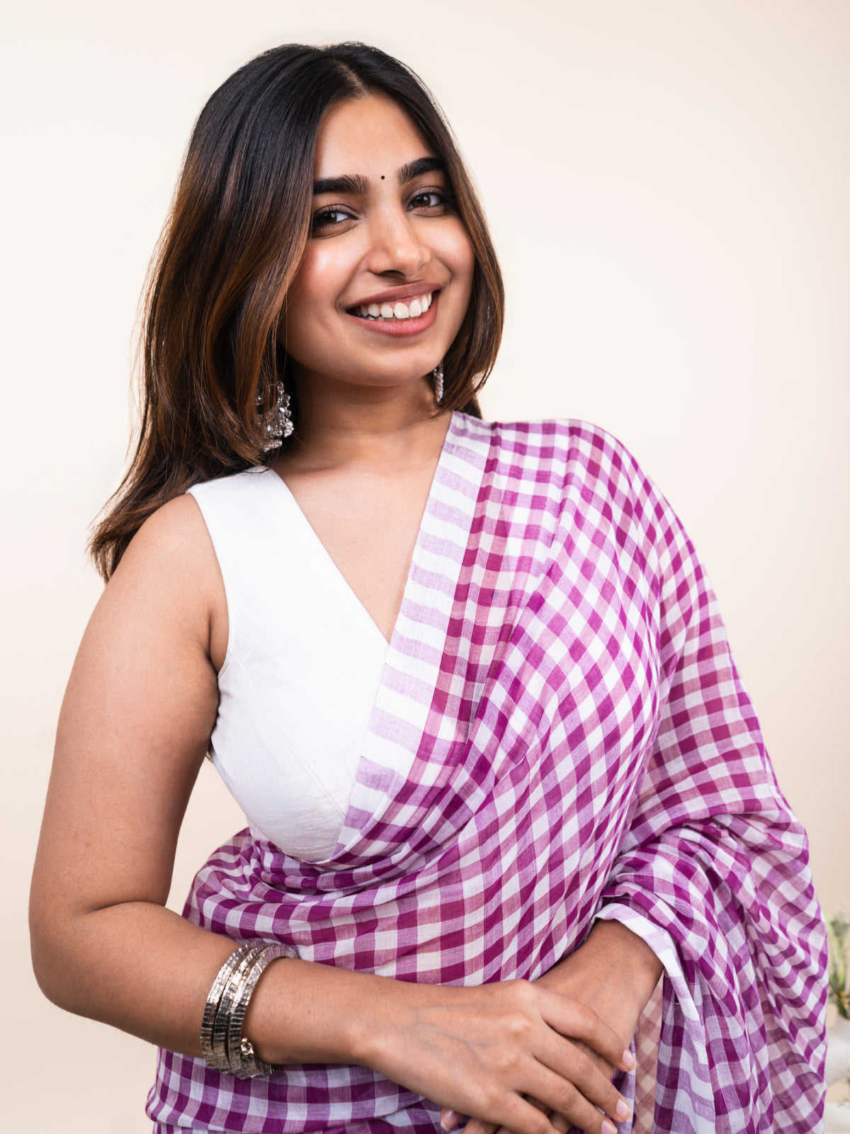 Soft Plum Mulmul Saree