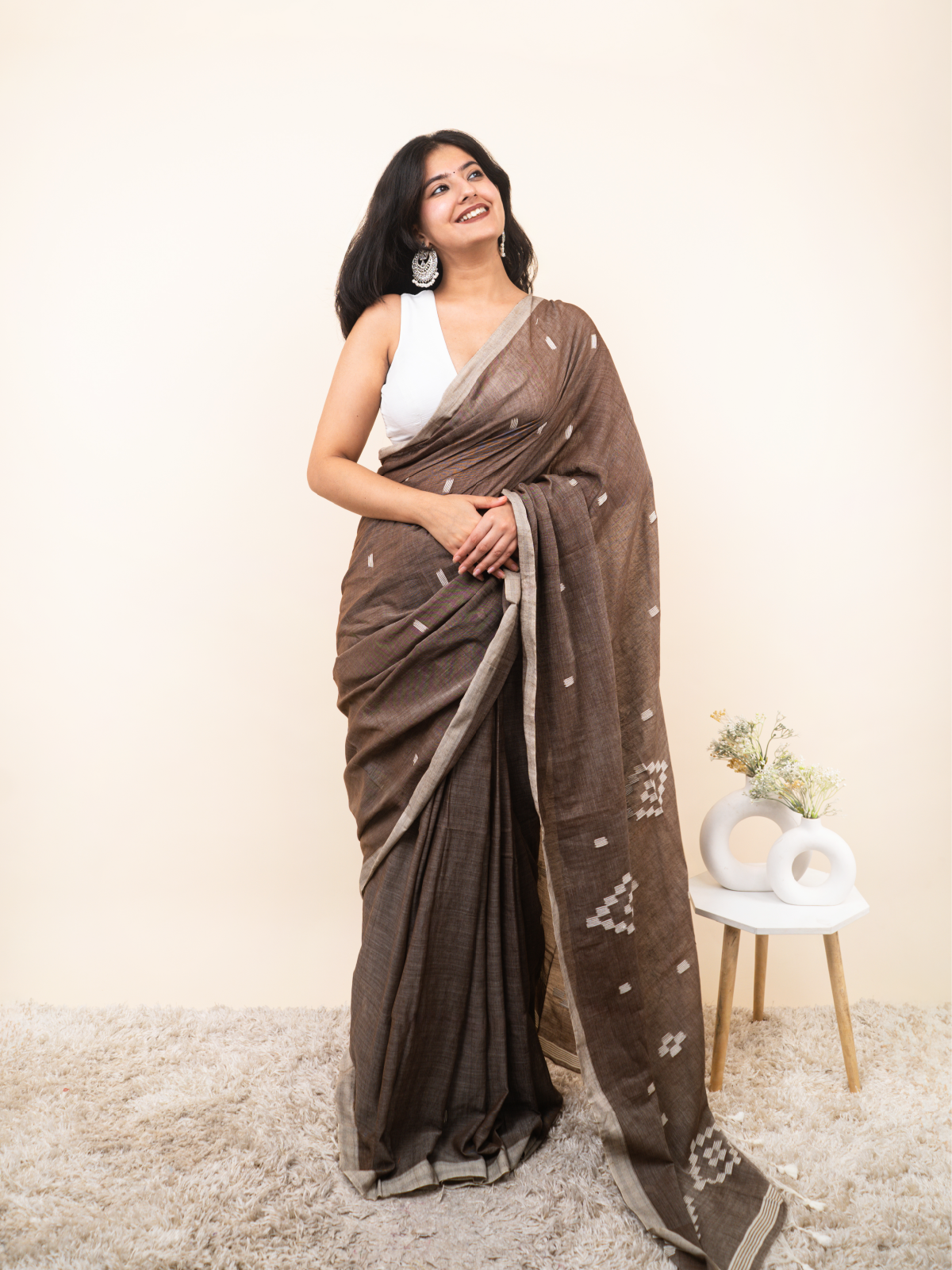 Sandal Shade Cotton Saree