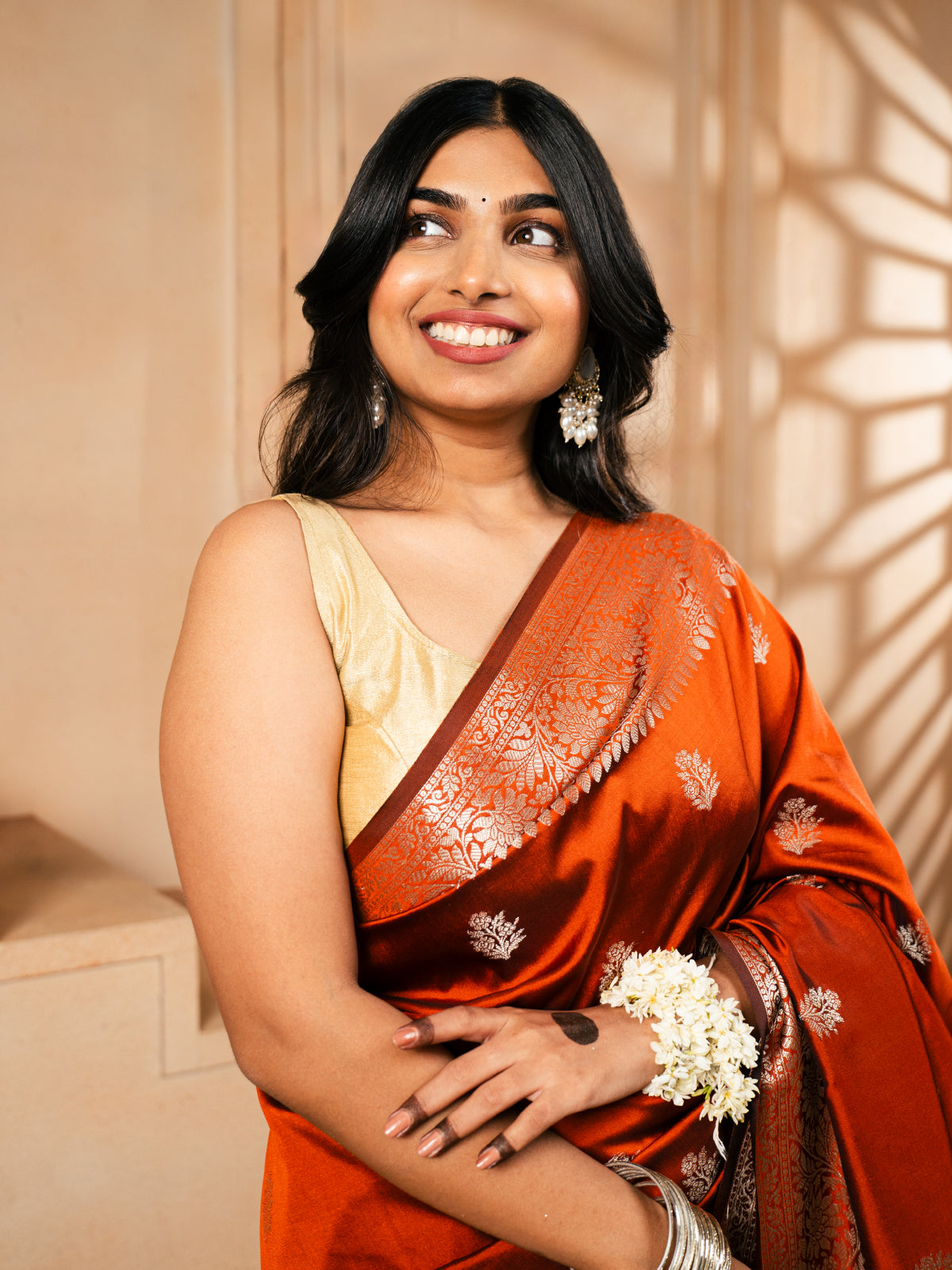 Flow of Flowers Banarasi Cotton Silk Saree