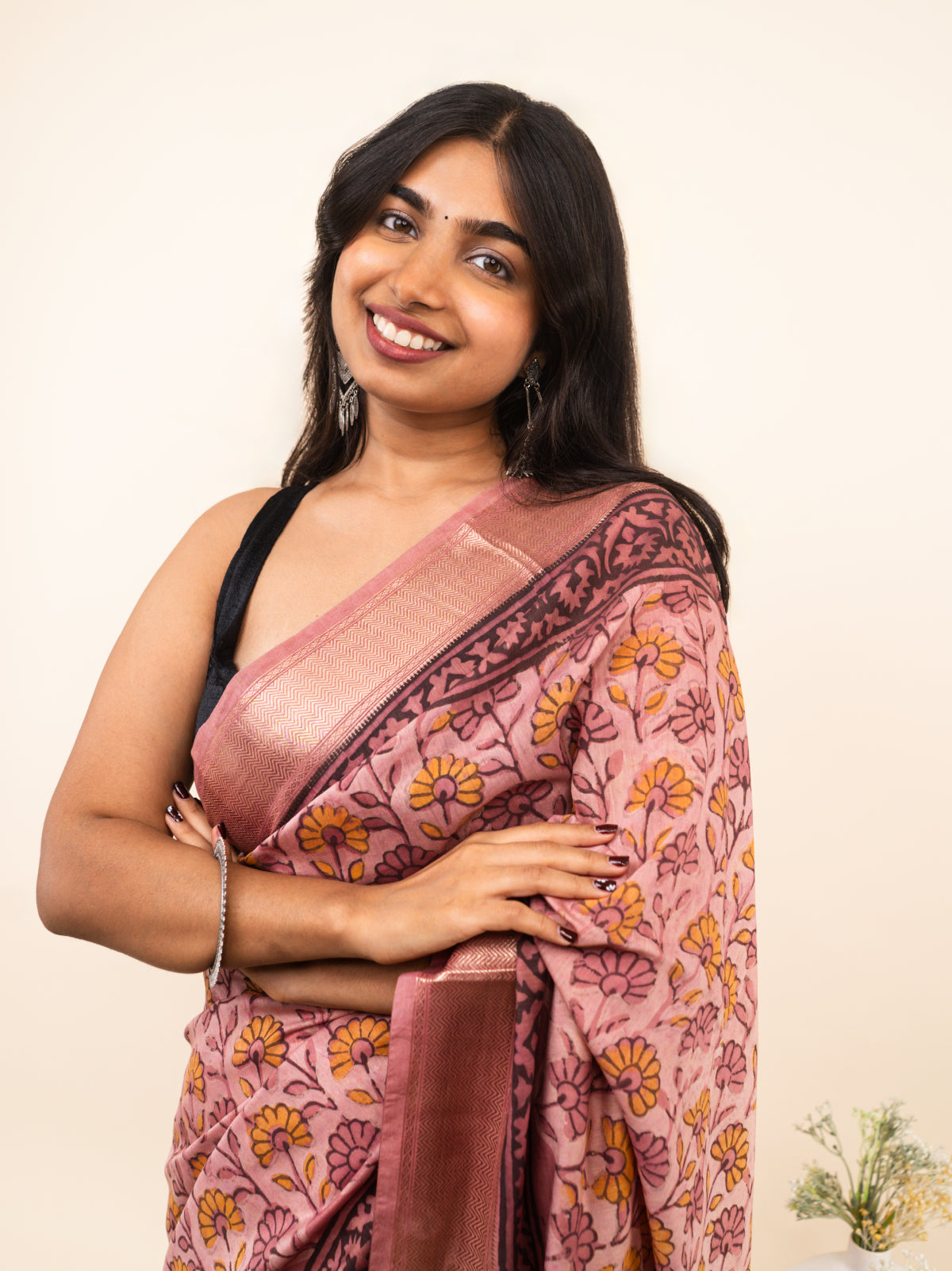 Floral Silk Garden Maheshwari Cotton Silk Saree