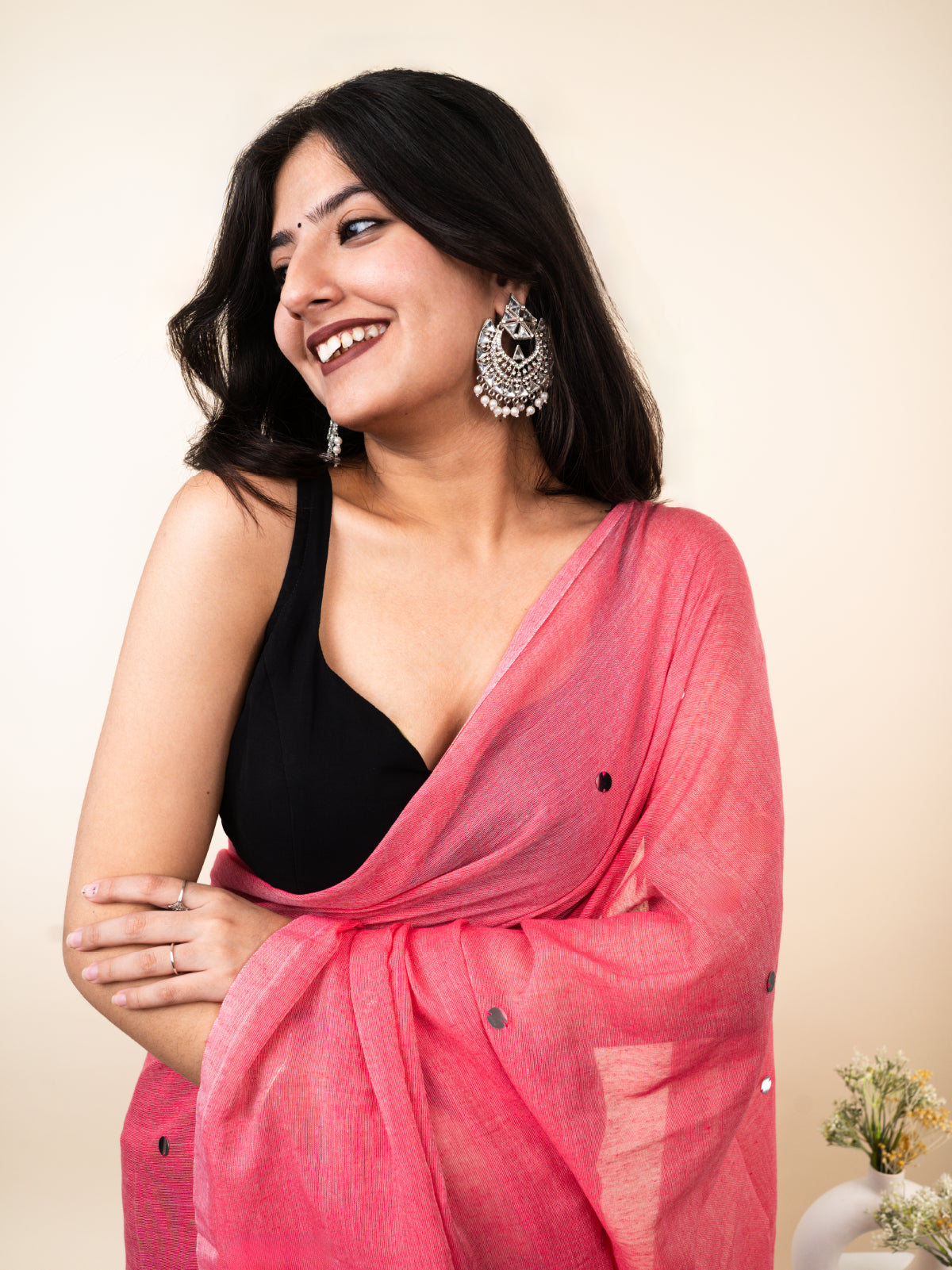 Pink Cotton Saree