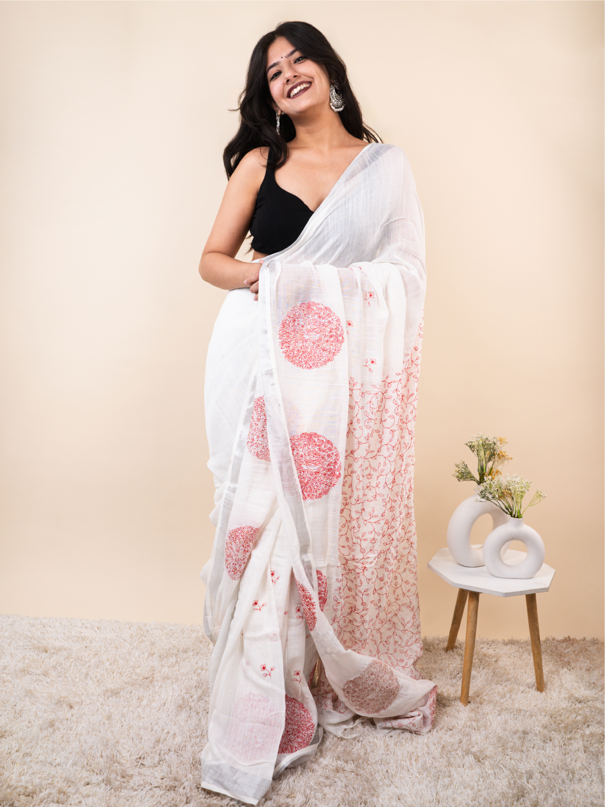 Chandani Red Zari Saree