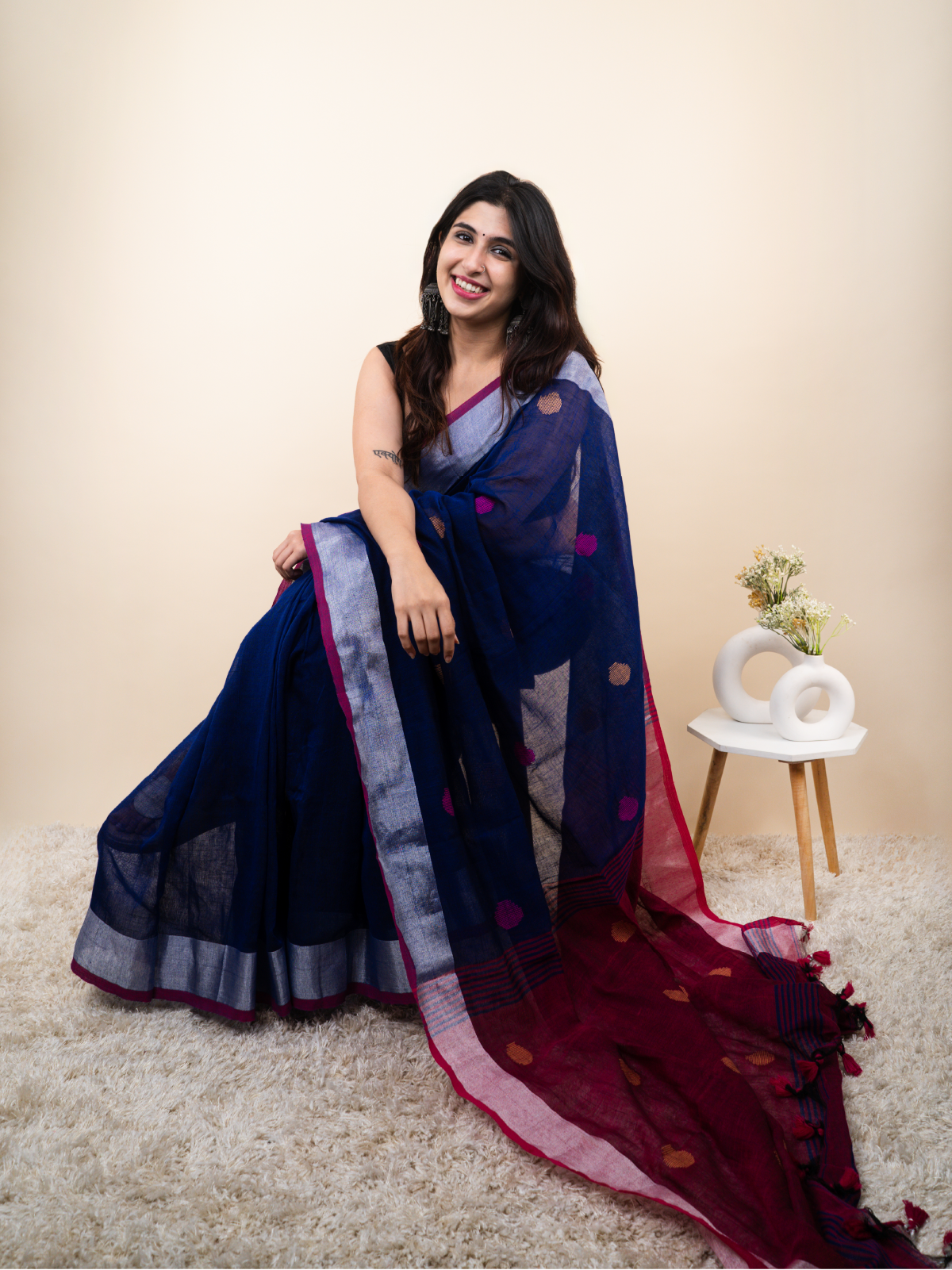 Phuljhari Linen Saree