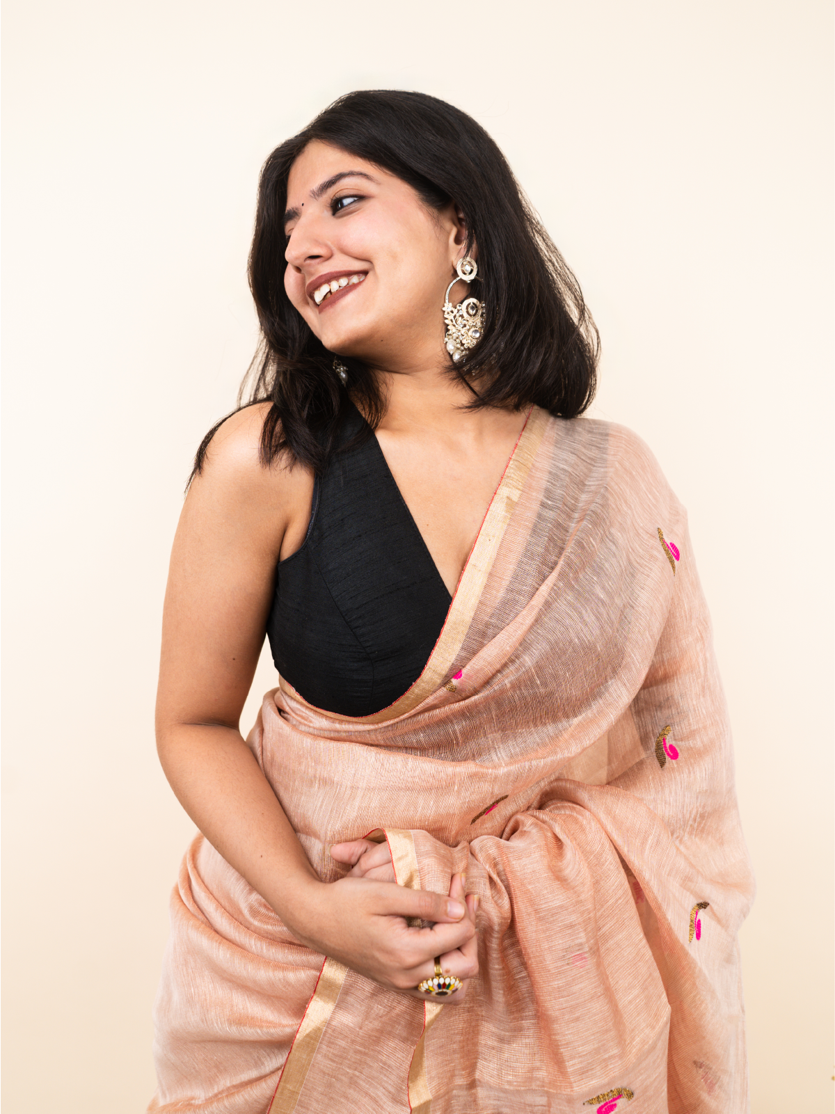 Golden Light Linen Tissue Saree