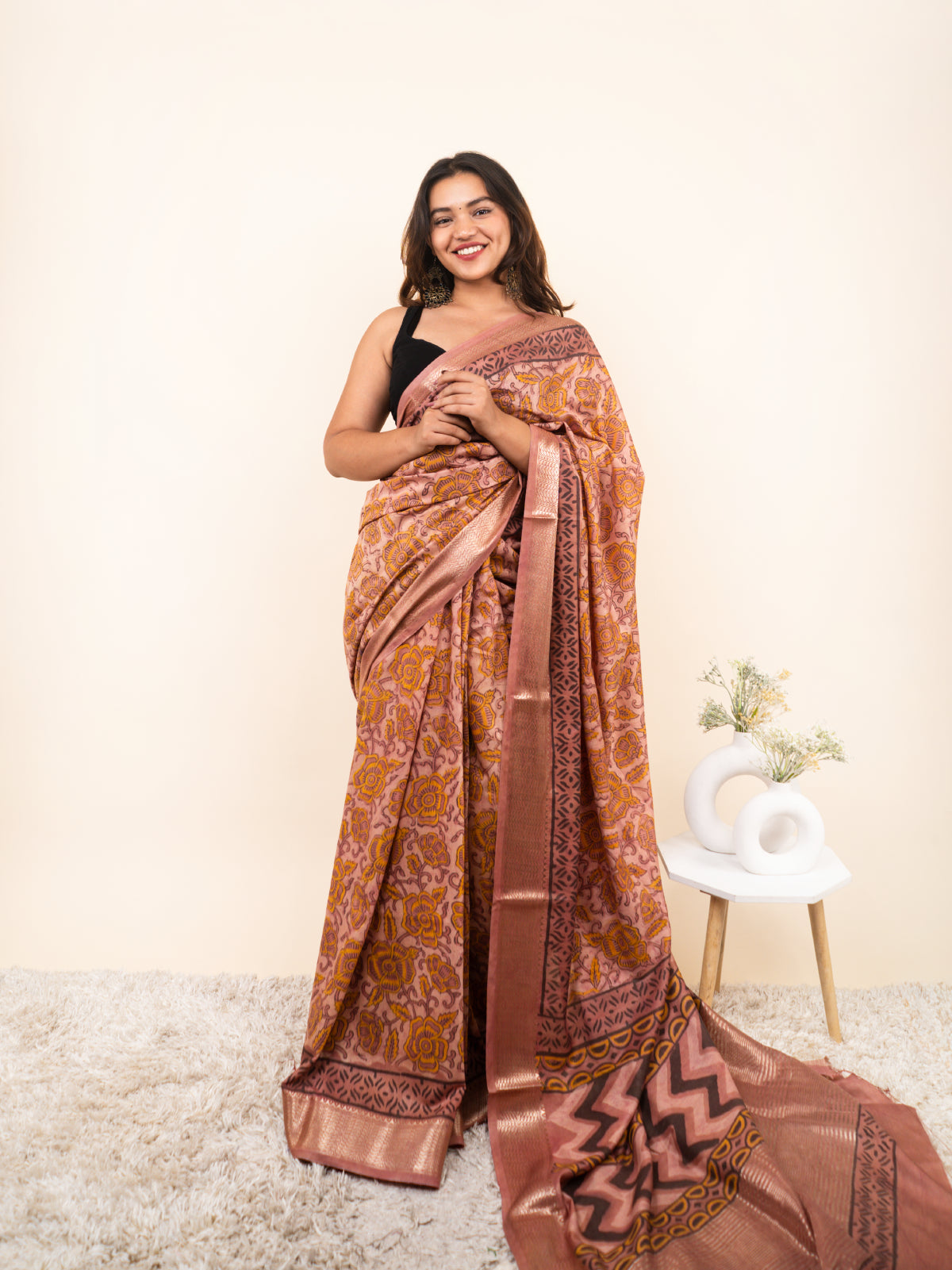 Sky Light Maheshwari Cotton Silk Saree
