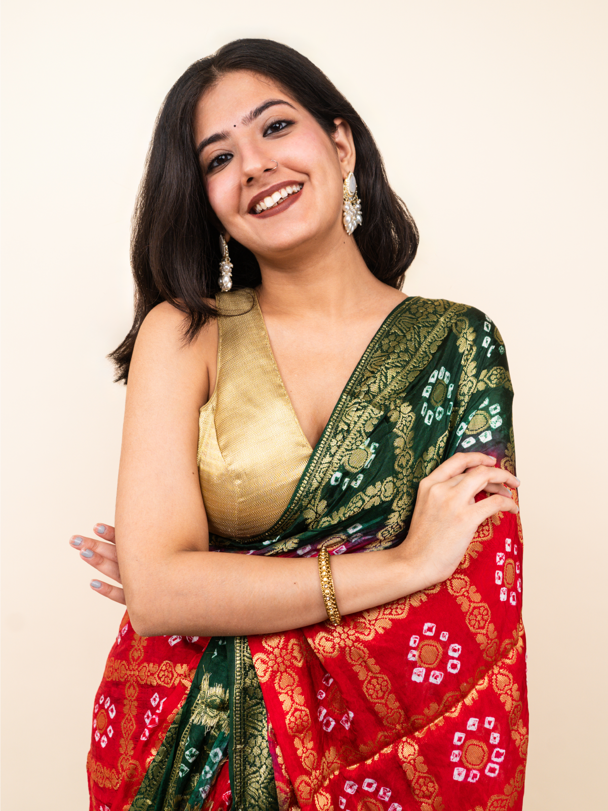 Gulhari Bandhani Cotton Silk Saree