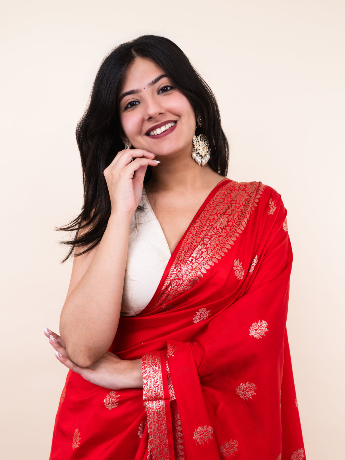 Red Bloom Silk Saree