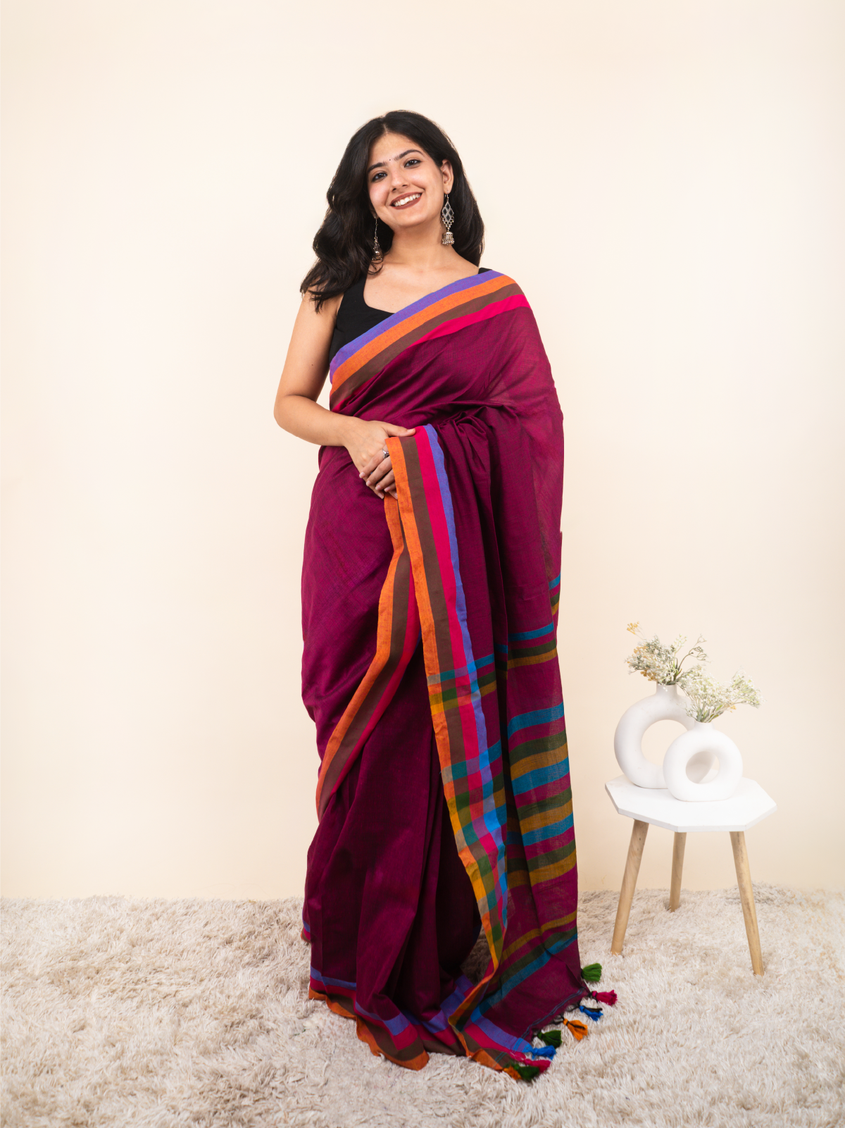 Moonlight in Pink Cotton Saree