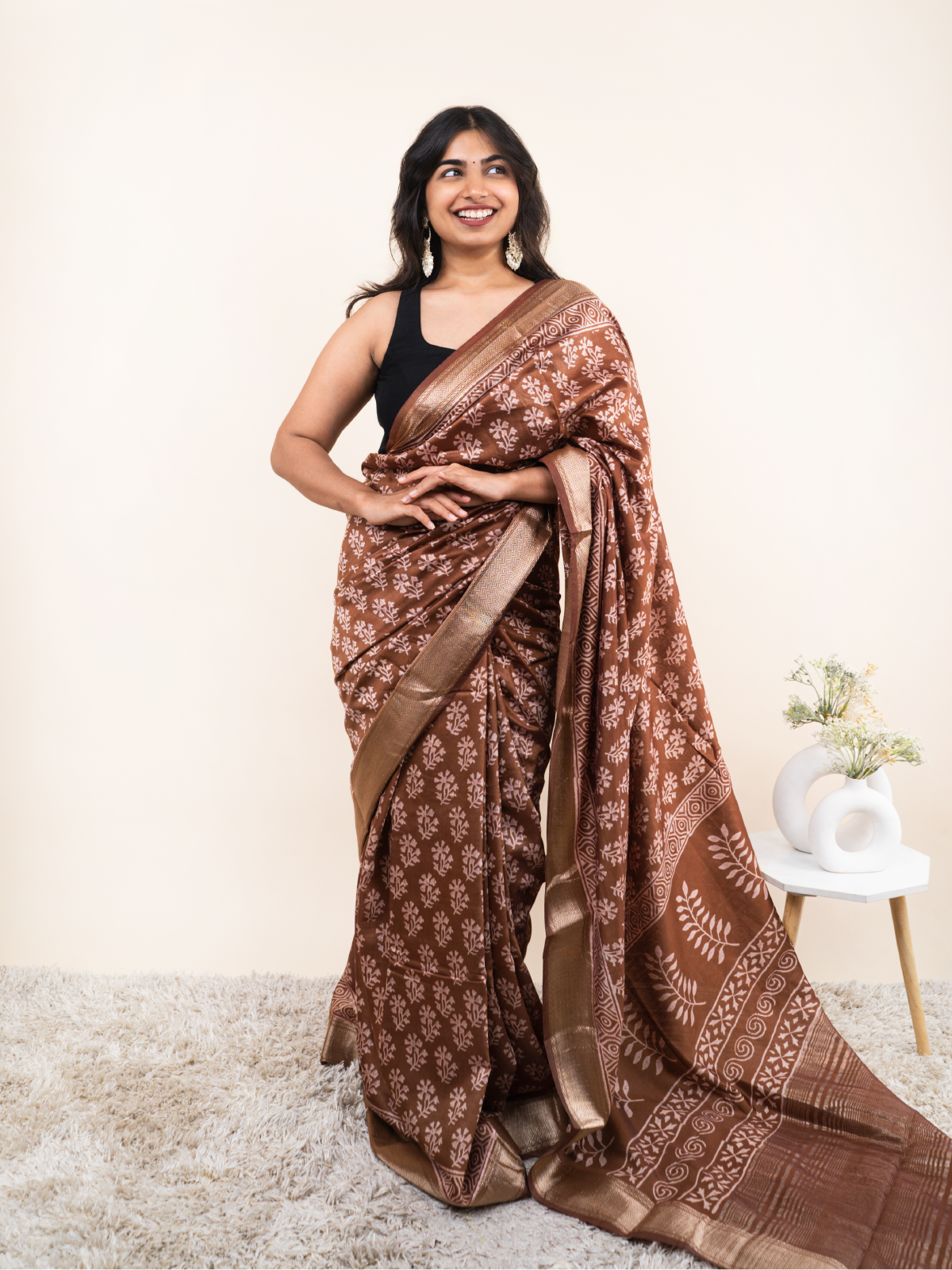 Moonlit Beauty Maheshwari Cotton Silk Saree