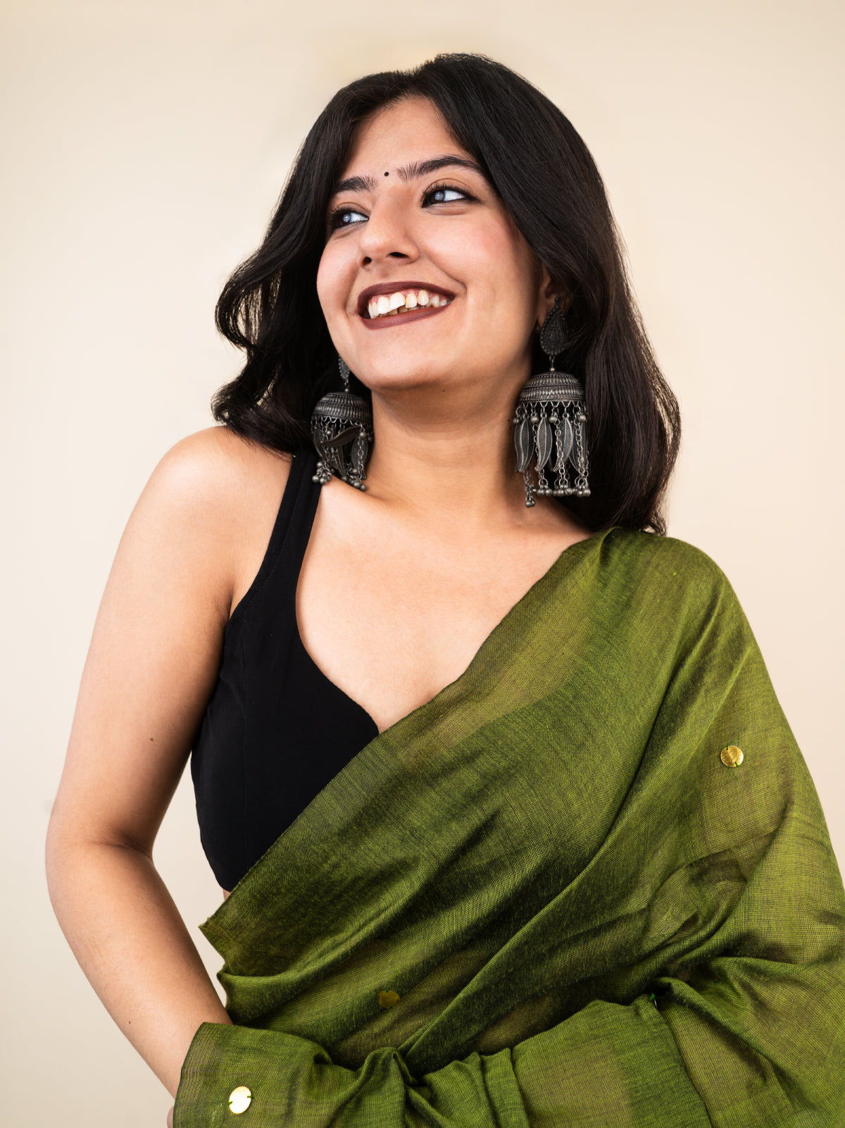 Olive Cotton Saree