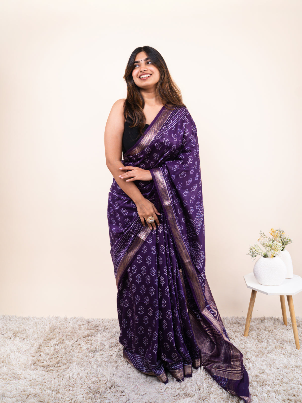 Navy Rekha Maheshwari Cotton Silk Saree