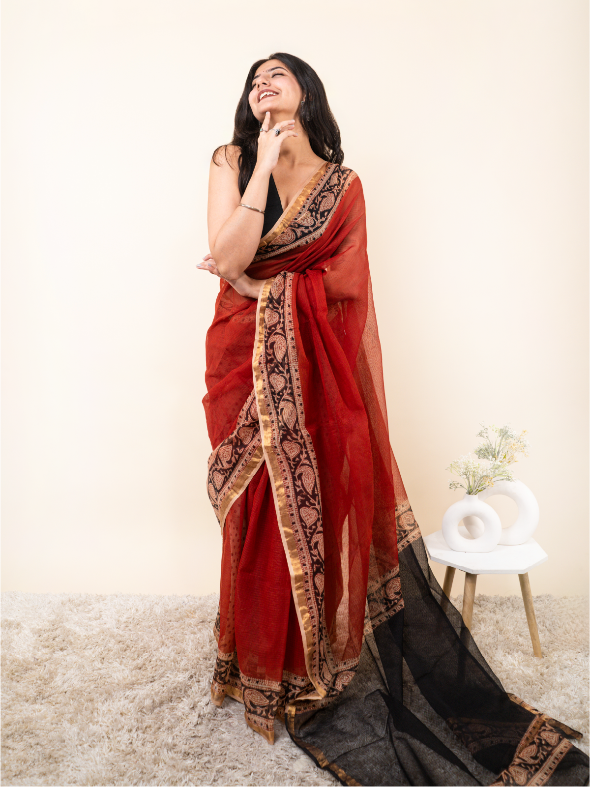 Gulabi Kota Cotton Saree
