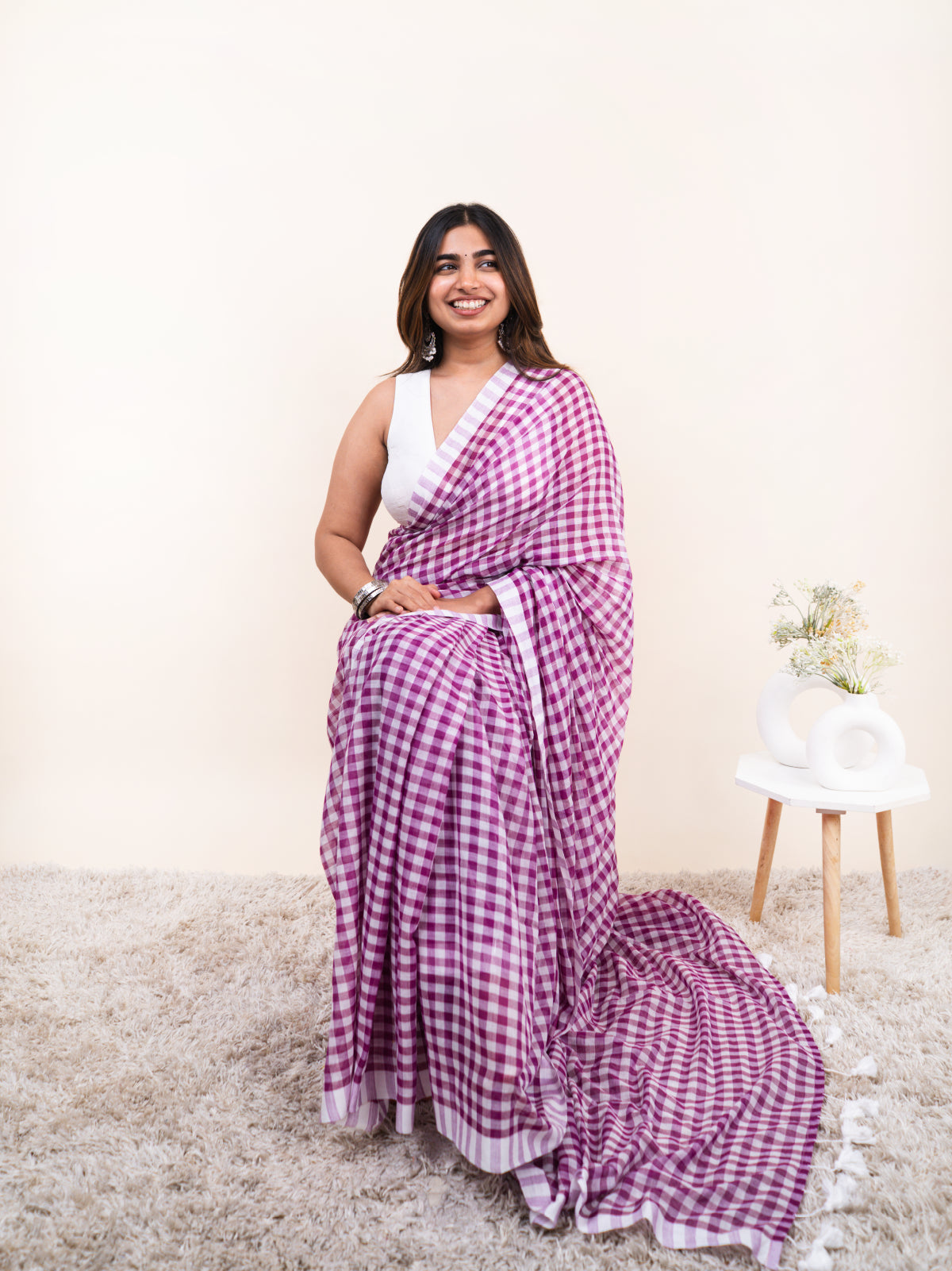 Soft Plum Mulmul Saree