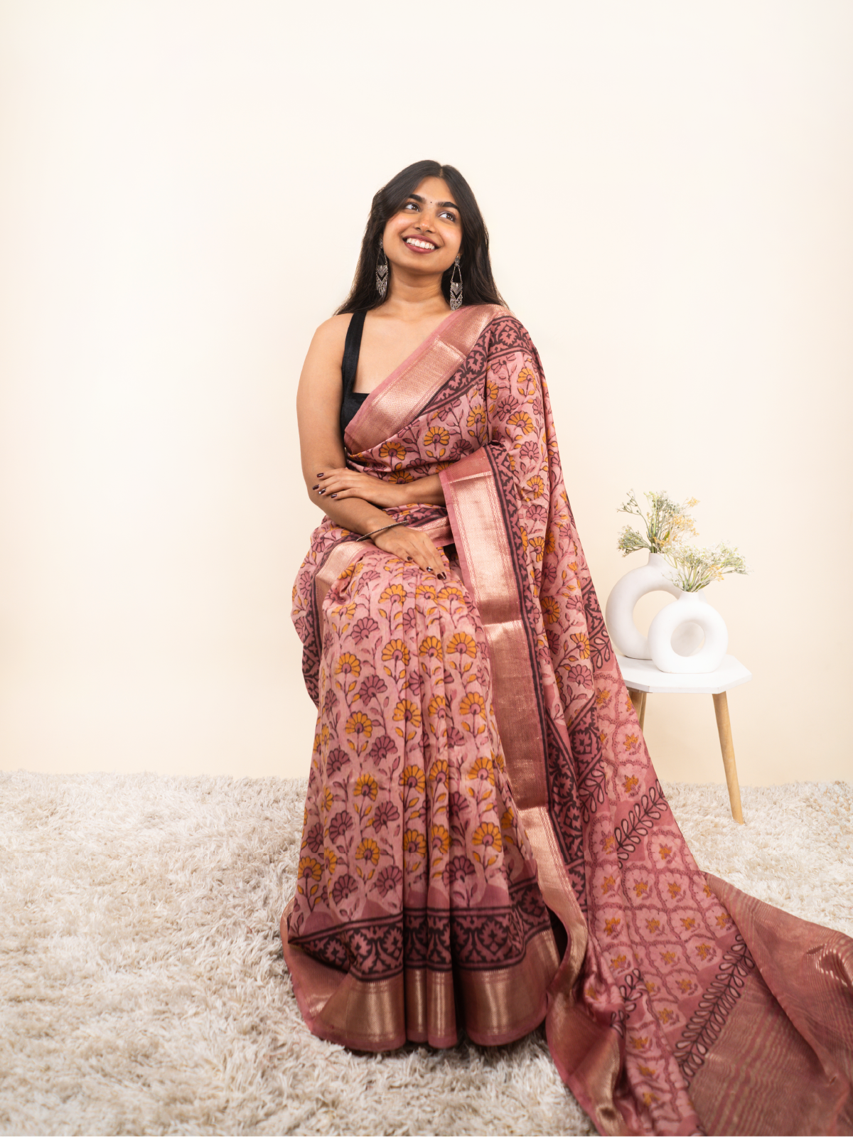 Floral Silk Garden Maheshwari Cotton Silk Saree
