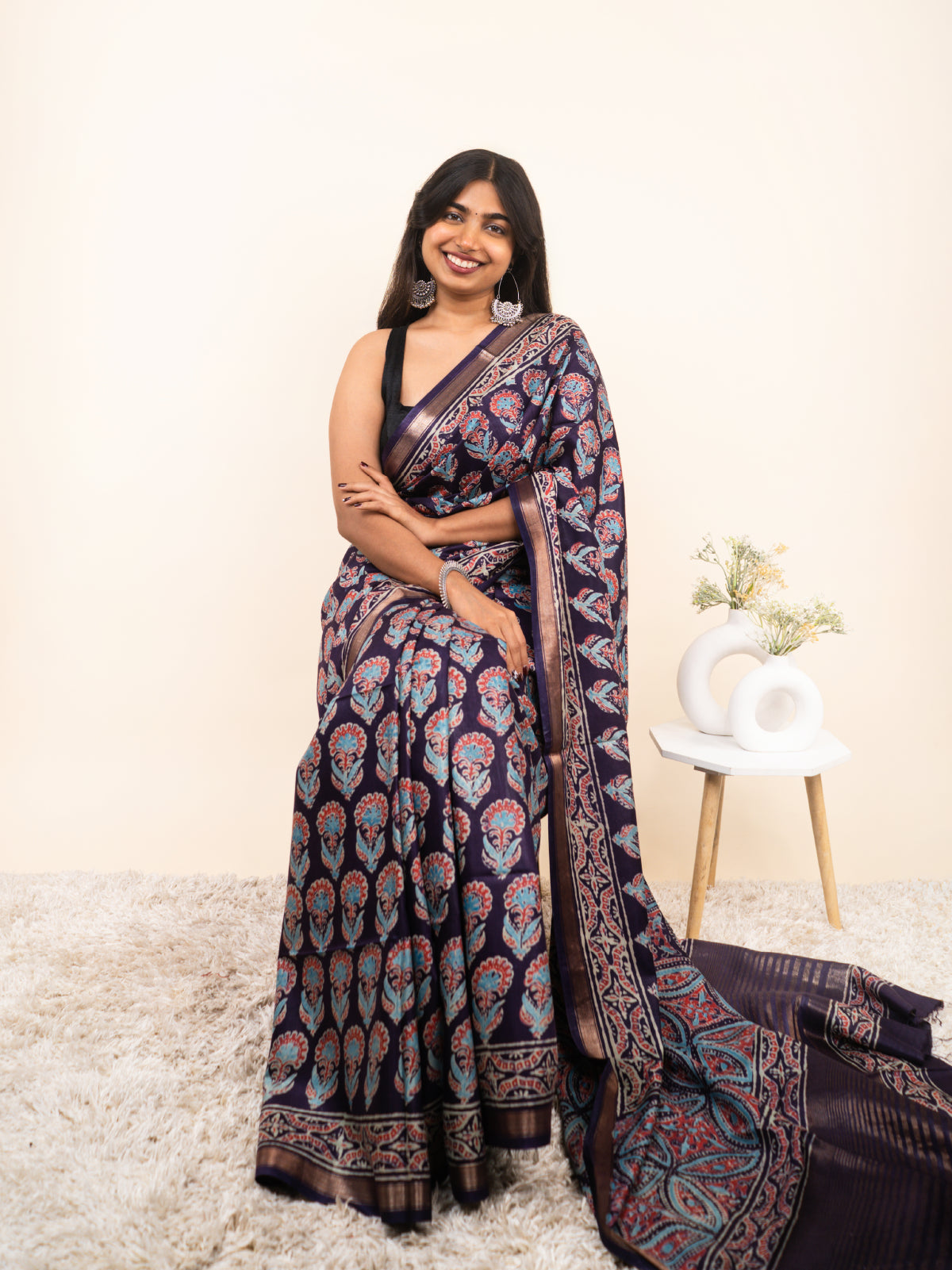 Golden Petals Modal Silk Saree