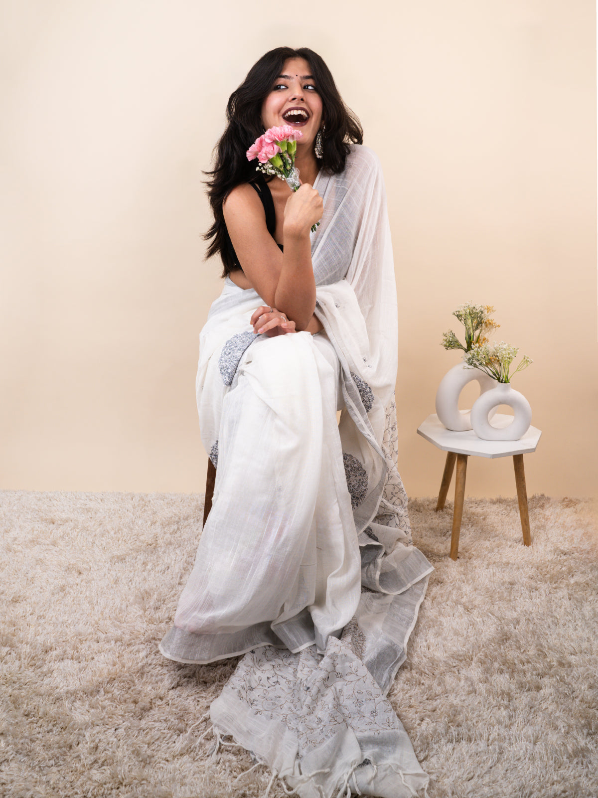 Chandani Blue Zari Saree