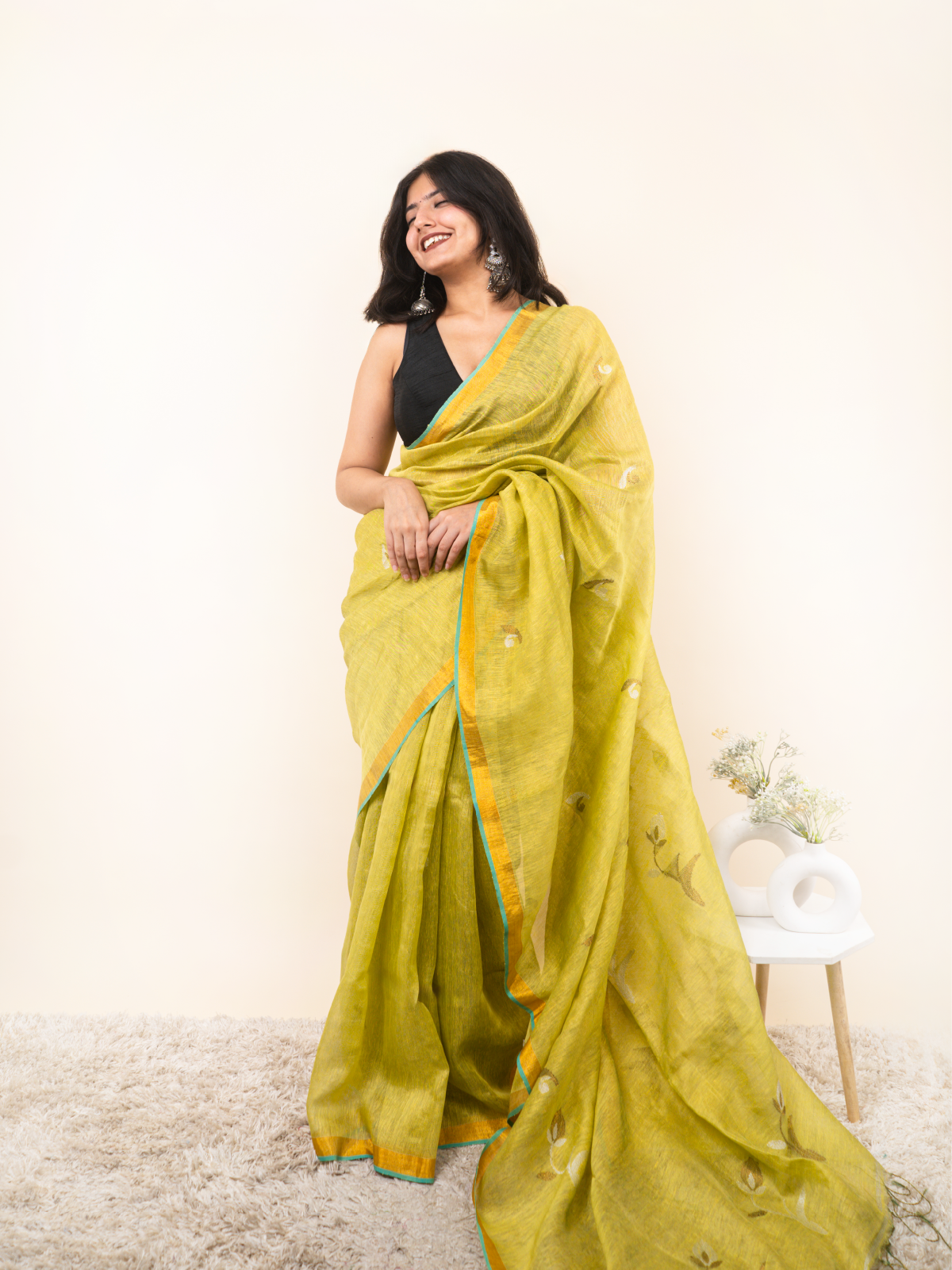 Lightwoven Linen Tissue Saree