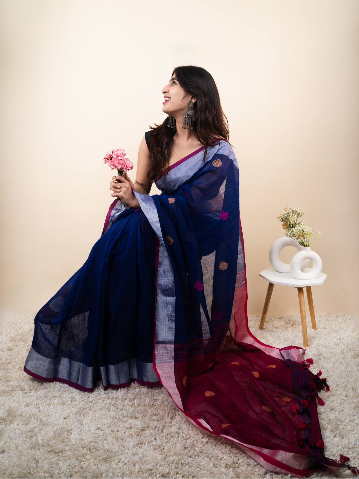 Phuljhari Linen Saree