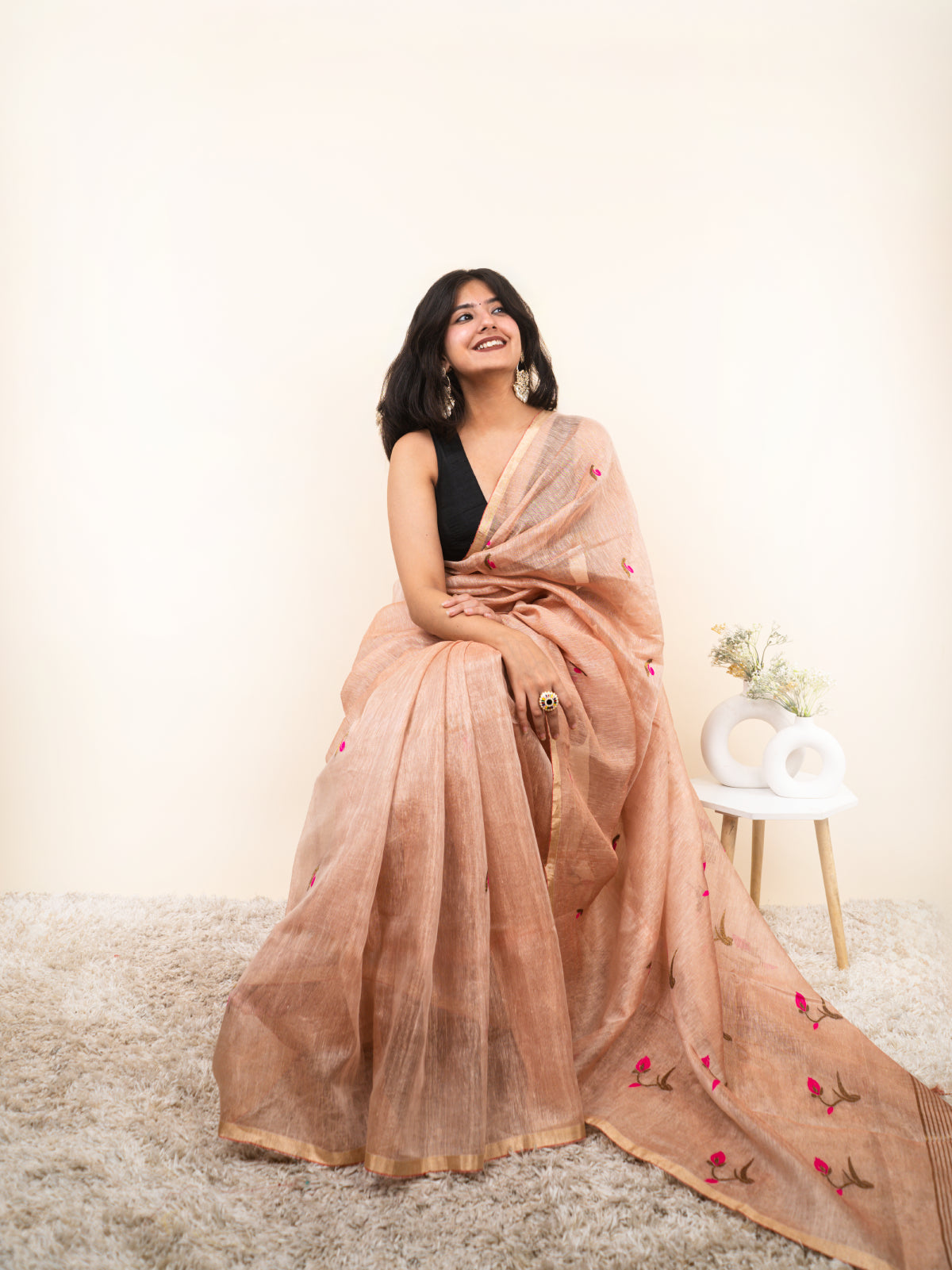 Golden Light Linen Tissue Saree