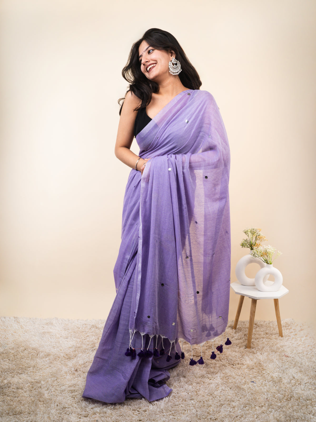 Lavender Cotton Saree