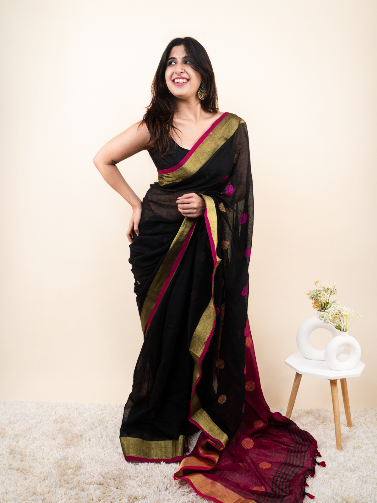 Bindu Raaga Linen Saree