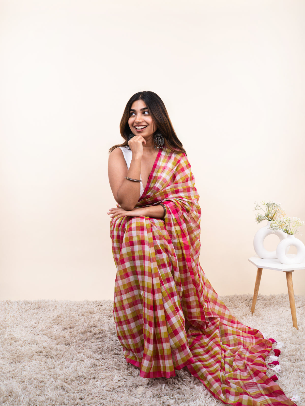 Avya Checks Mulmul Saree