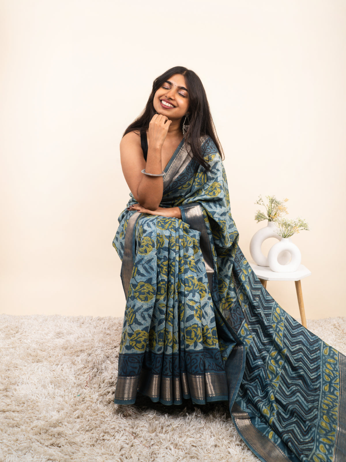 Evening Breeze Maheshwari Cotton Silk Saree