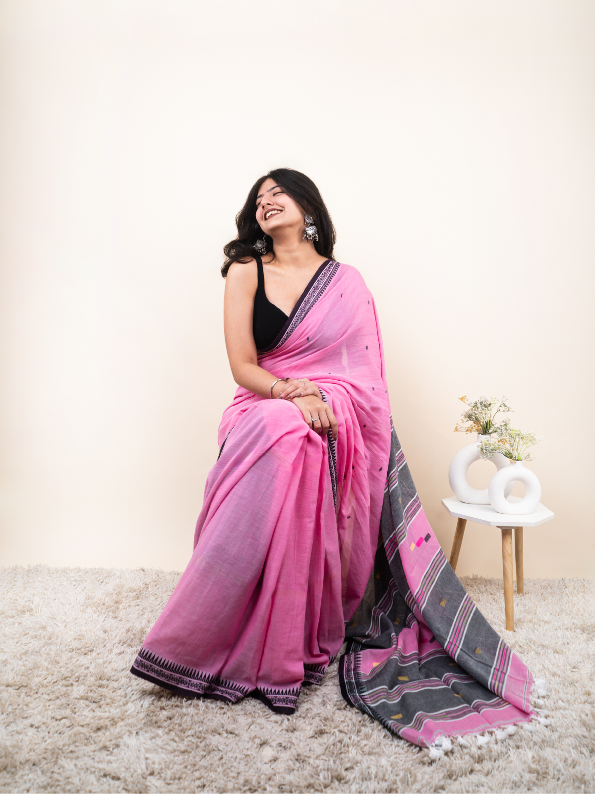 Rose Tana Mulmul Saree