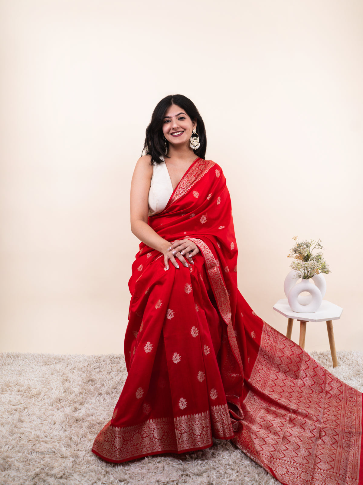 Red Bloom Silk Saree