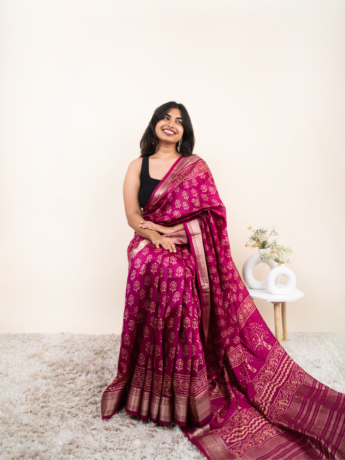 Rani Rekha Maheshwari Cotton Silk Saree