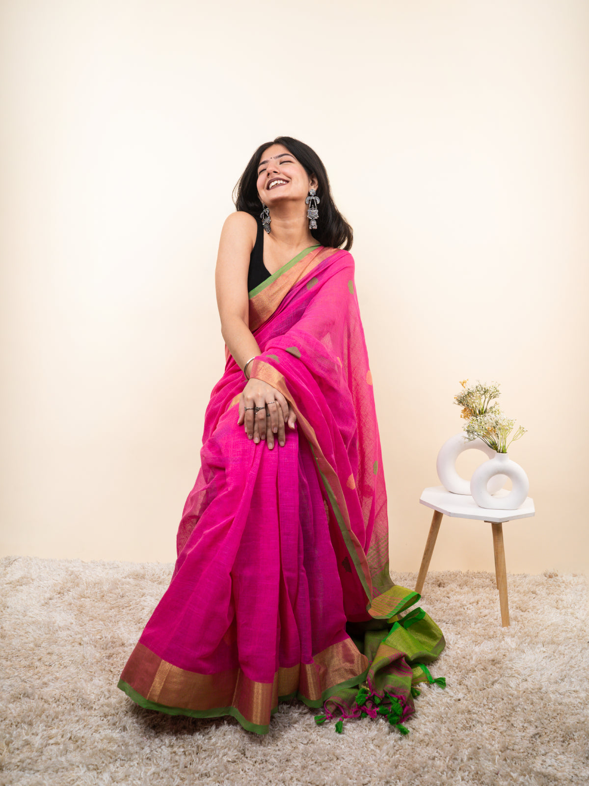 Bindi Bazaar Linen Saree