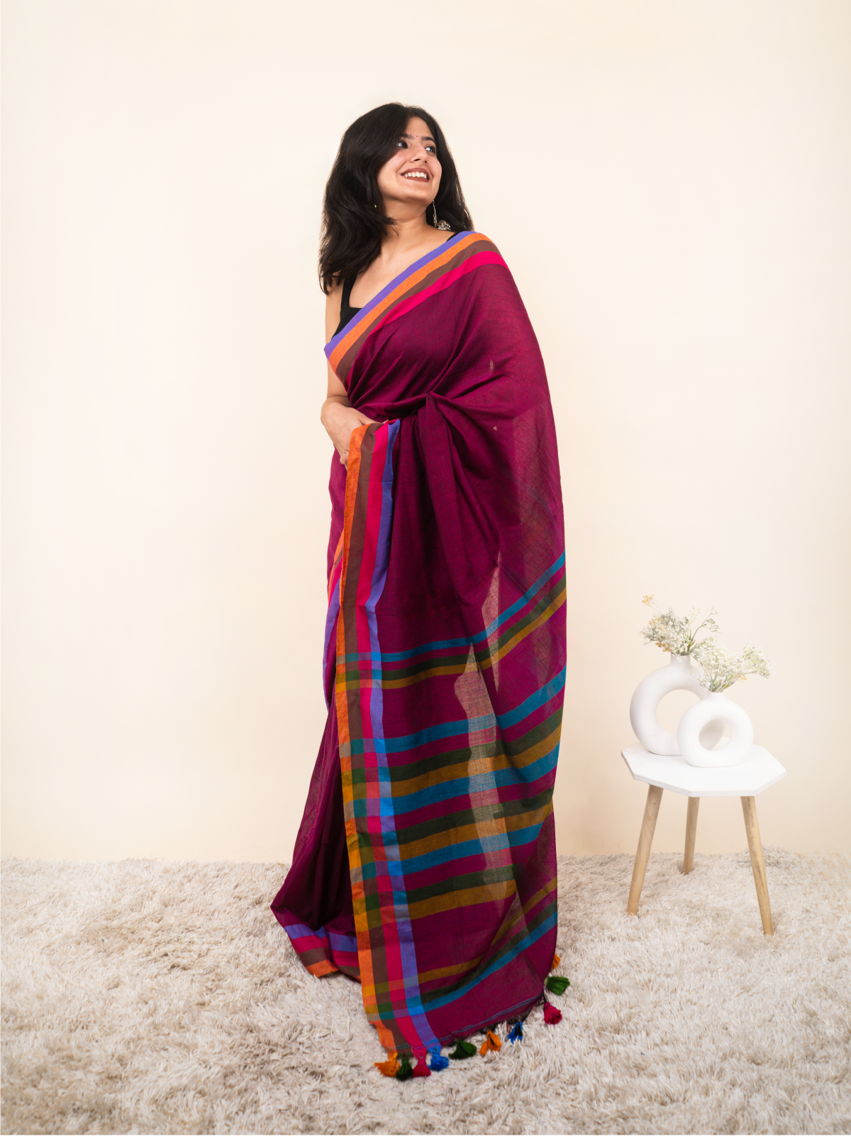 Moonlight in Pink Cotton Saree