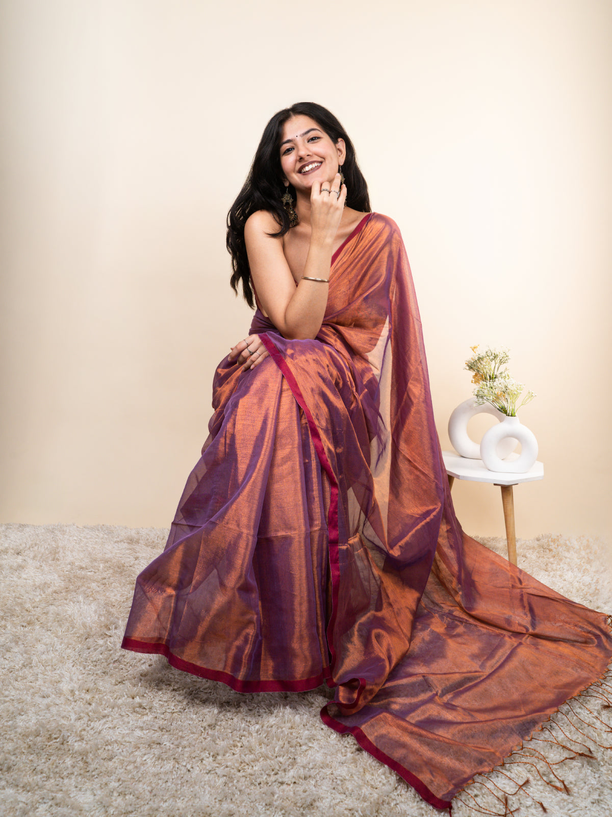 Jhilmil Cotton Tissue Saree