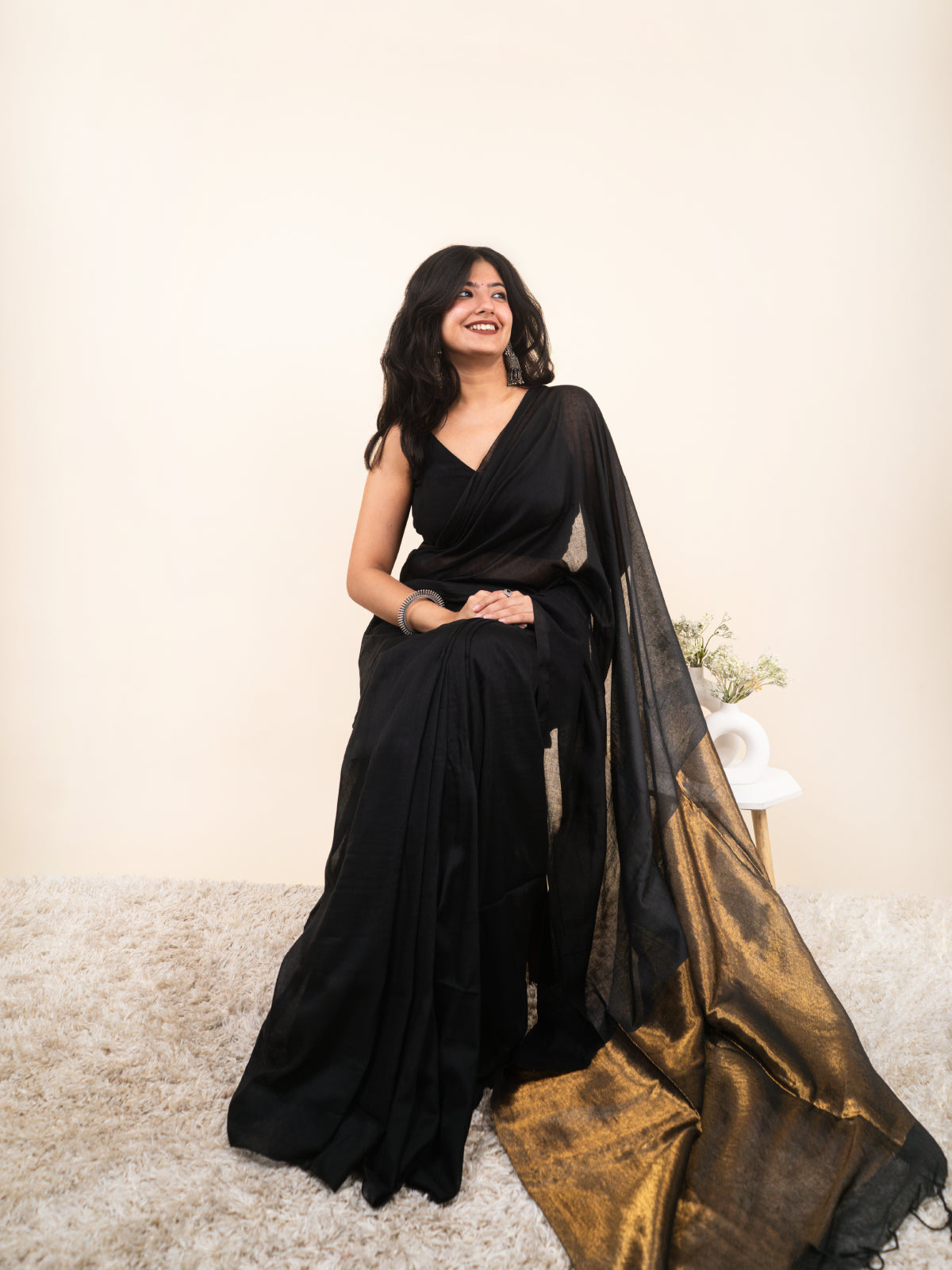 Pank Cotton Saree