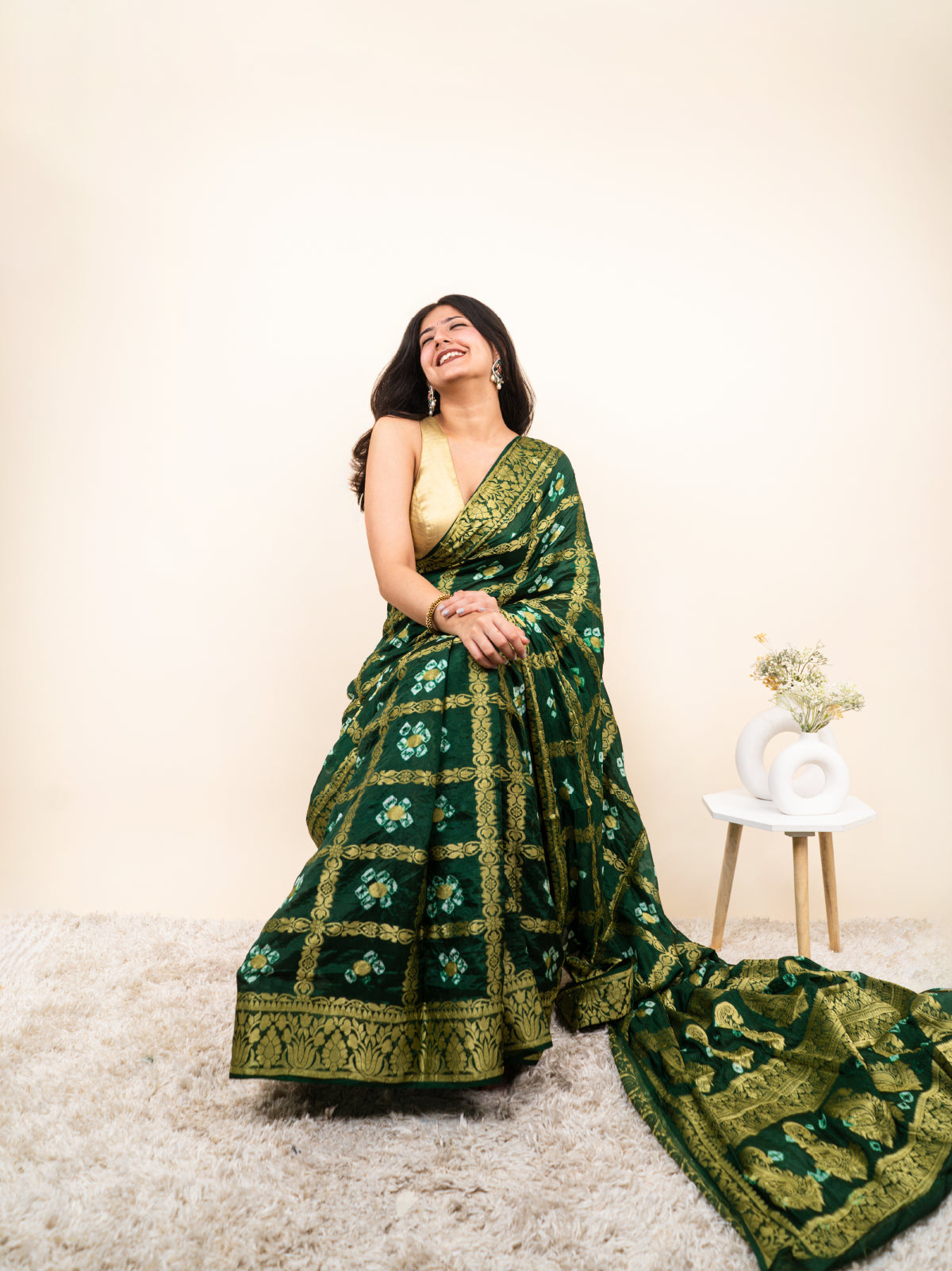 Sanchari Bandhani Cotton Silk Saree