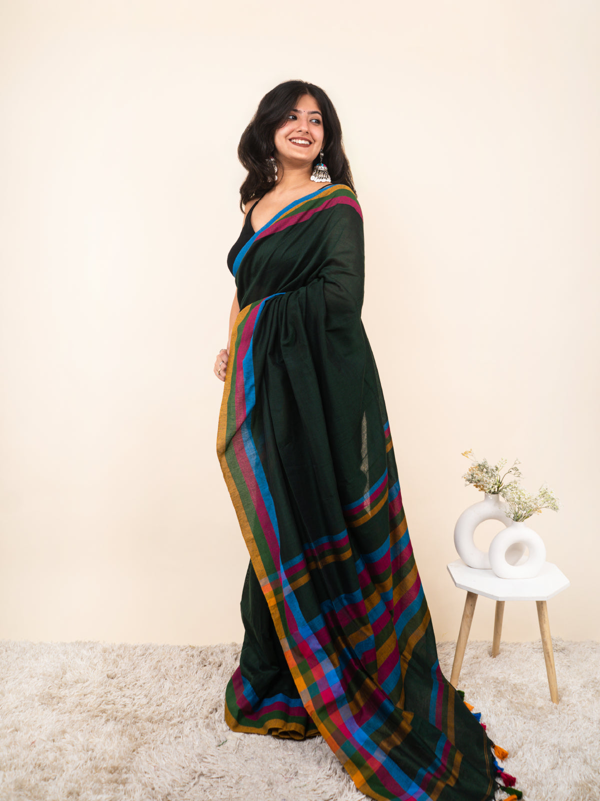 Deep Forest Cotton Saree