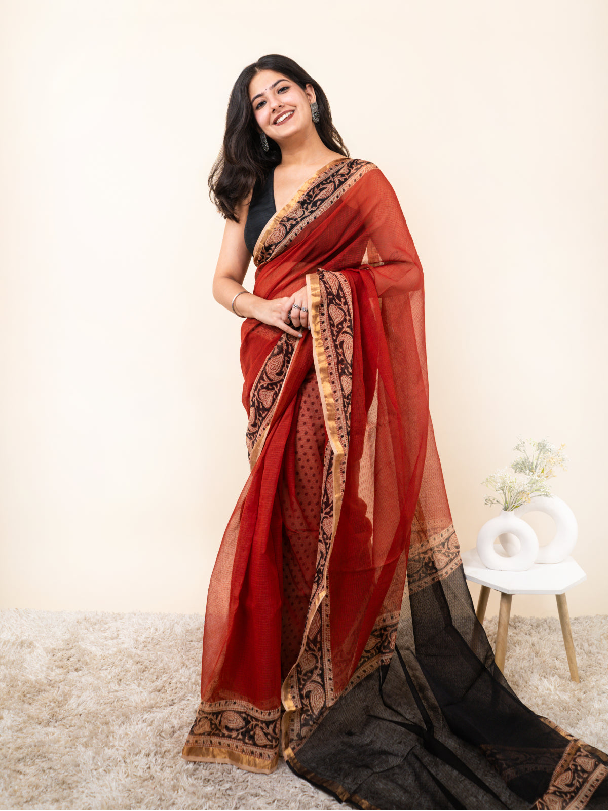 Gulabi Kota Cotton Saree
