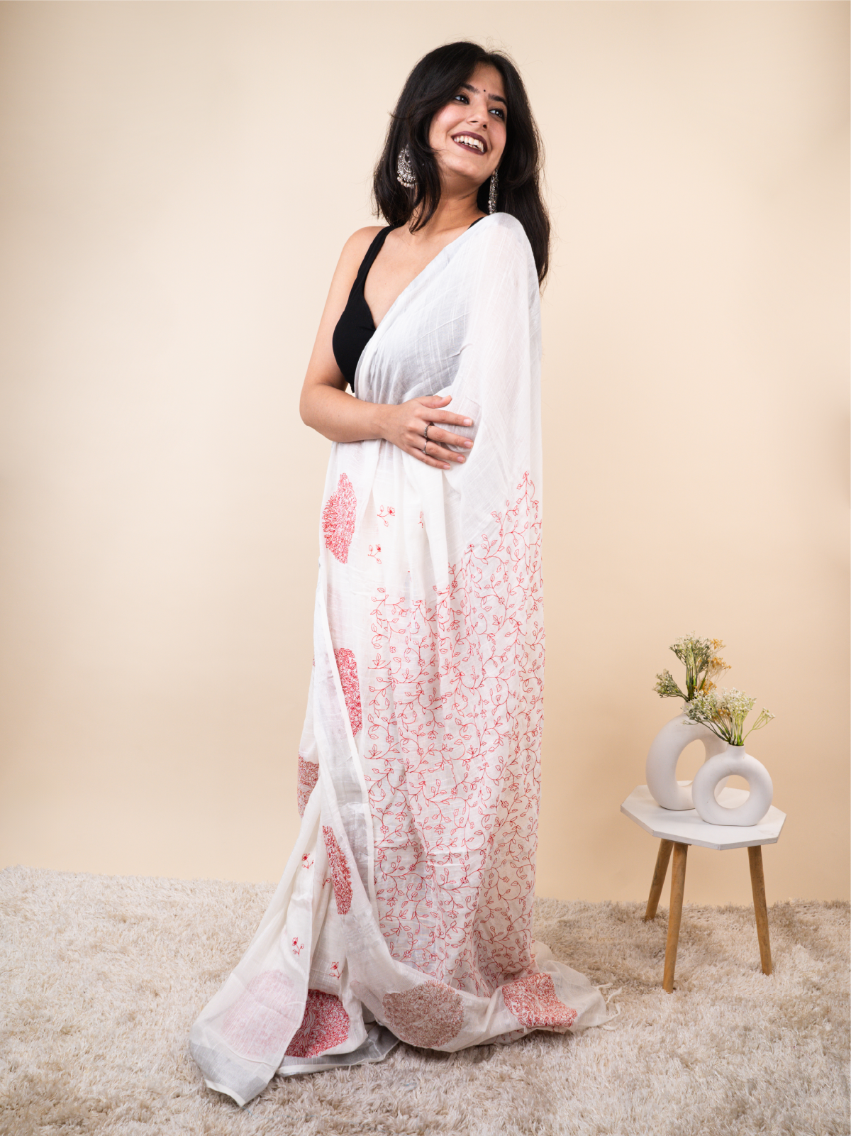 Chandani Red Zari Saree